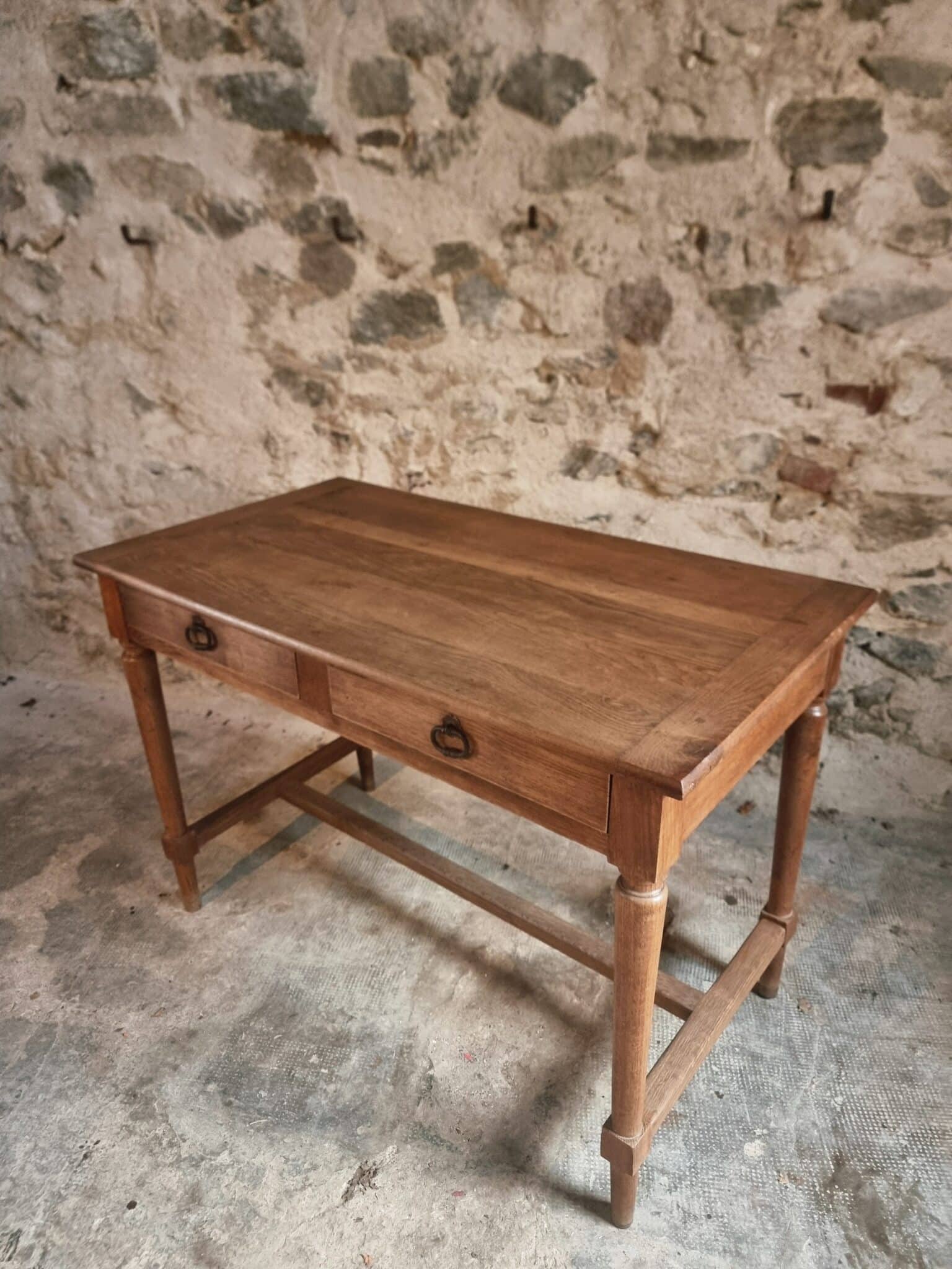 Antique French Oak Table Desk, 1930s (4) antique oak table patina
