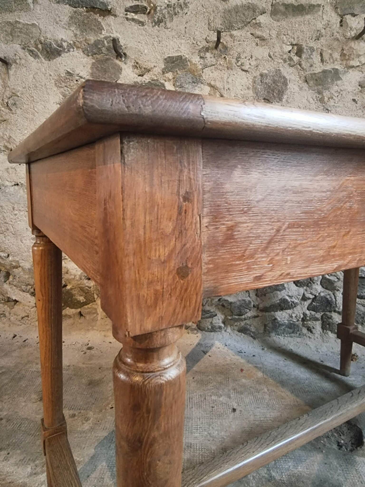 Antique French Oak Table Desk, 1930s (9) french farmhouse oak table