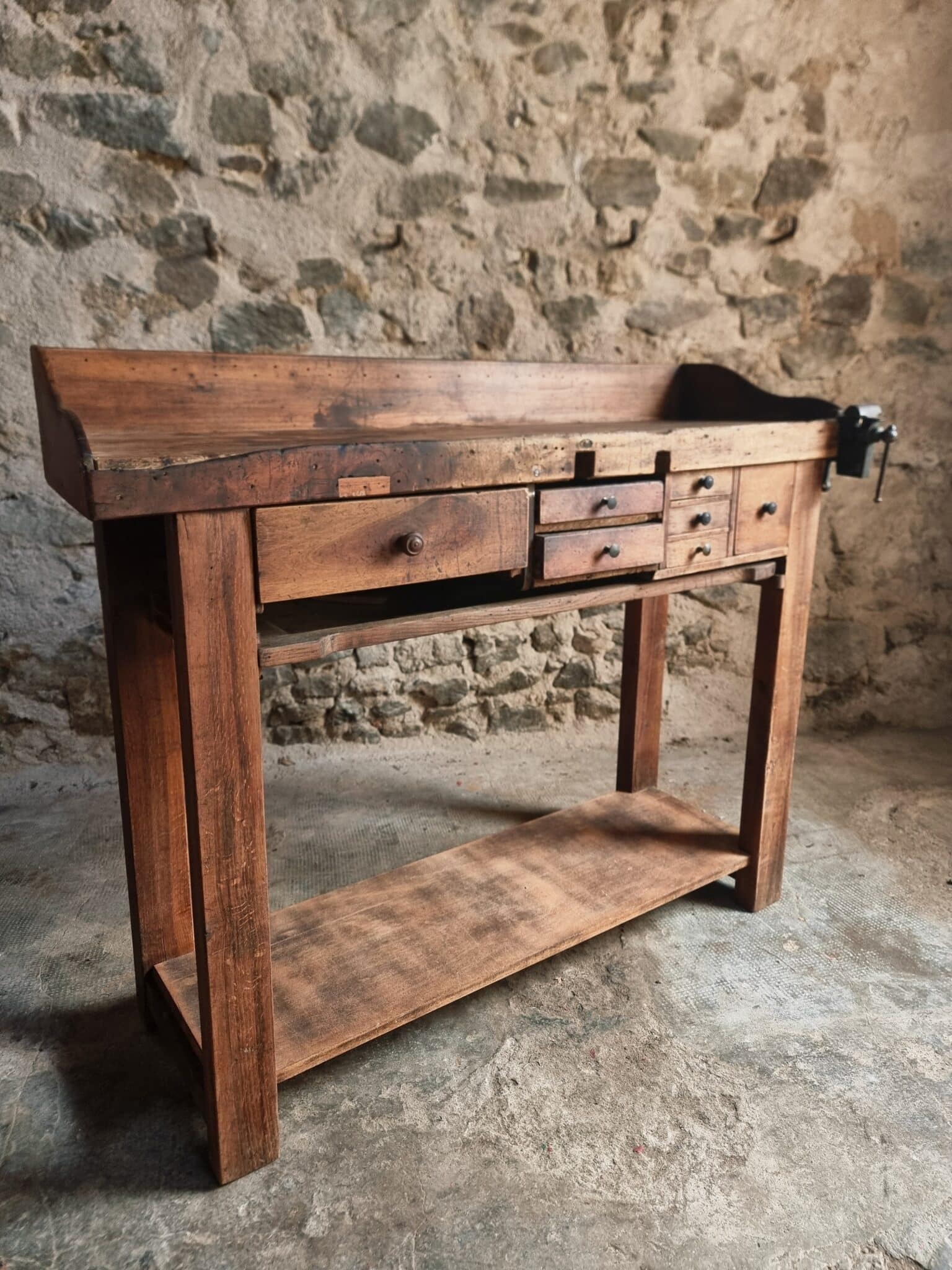 Antique French Watchmaker’s Workbench – Circa 1900–1920 (1) antique french watchmaker workbench oak