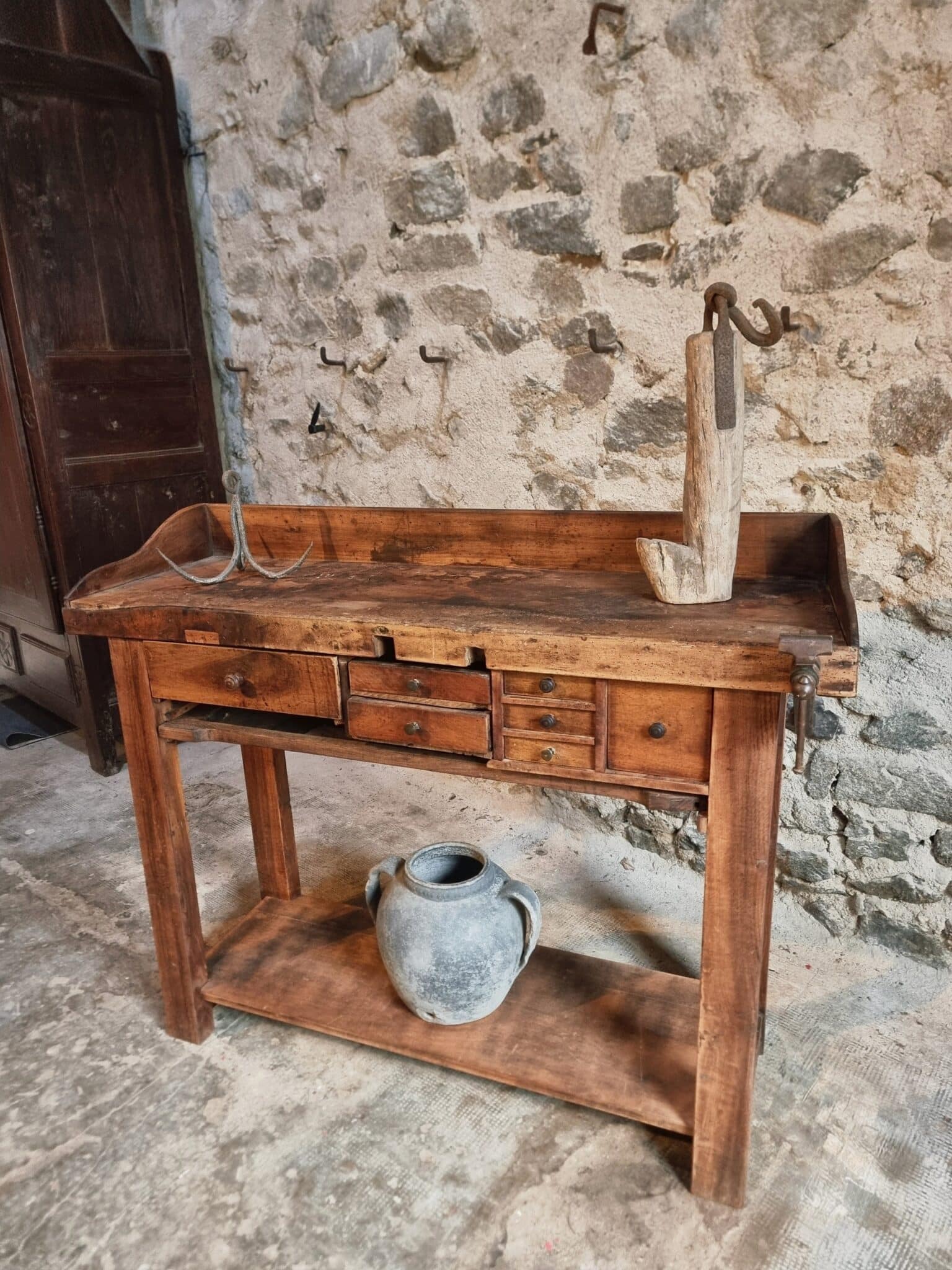 Antique French Watchmaker’s Workbench – Circa 1900–1920 (13) french antique console workbench