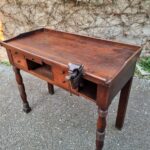antique French watchmakers workbench with drawers and vise