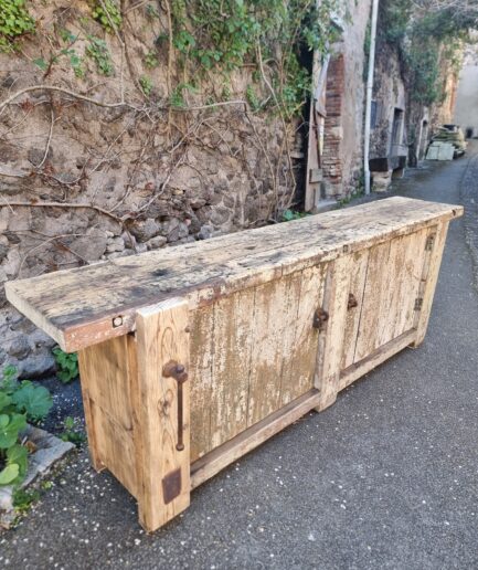 Rustic workbench with patina