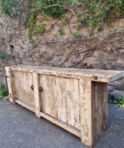 Rustic pine workbench cabinet