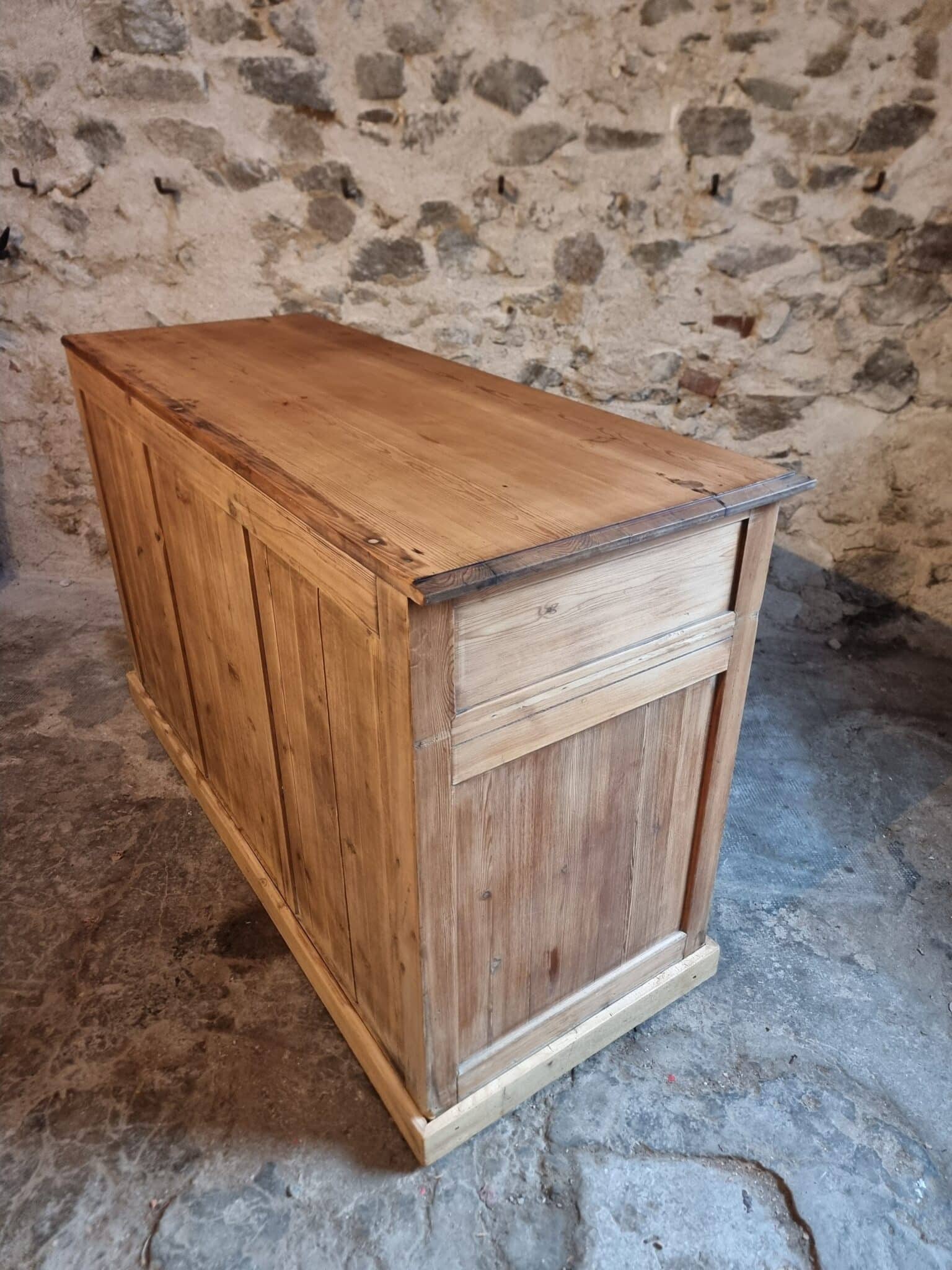 French Rustic Sideboard Cabinet 1920s – Antique Pine Buffet – Kitchen Island Counter – 3 Door Storage Cabinet (3) Rural pine storage cabinet