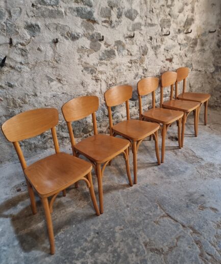 Set of 6 Vintage French Bentwood Bistro Chairs by Luterma, circa 1950–1970 (1)