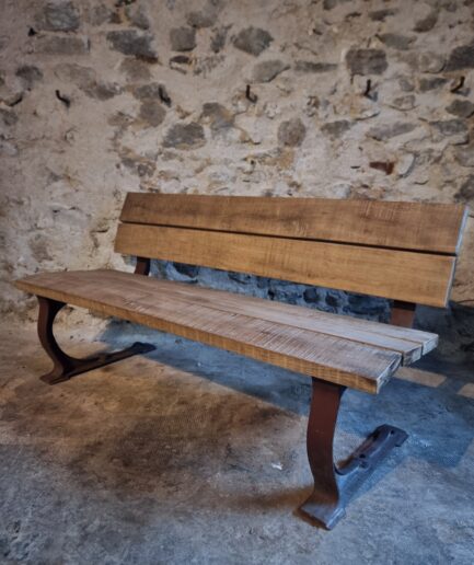 oak bench cast iron frame