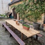 Antique French Garden Dining Table – XXL Wine Table with Benches (1)