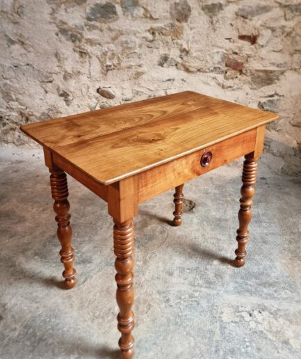 Antique French Walnut Small Writing Table with Drawer, circa 1900 (1)