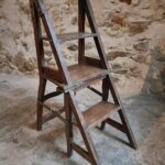 Antique Library Step Chair – Beechwood Metamorphic Chair, France, Early 1900s (1)