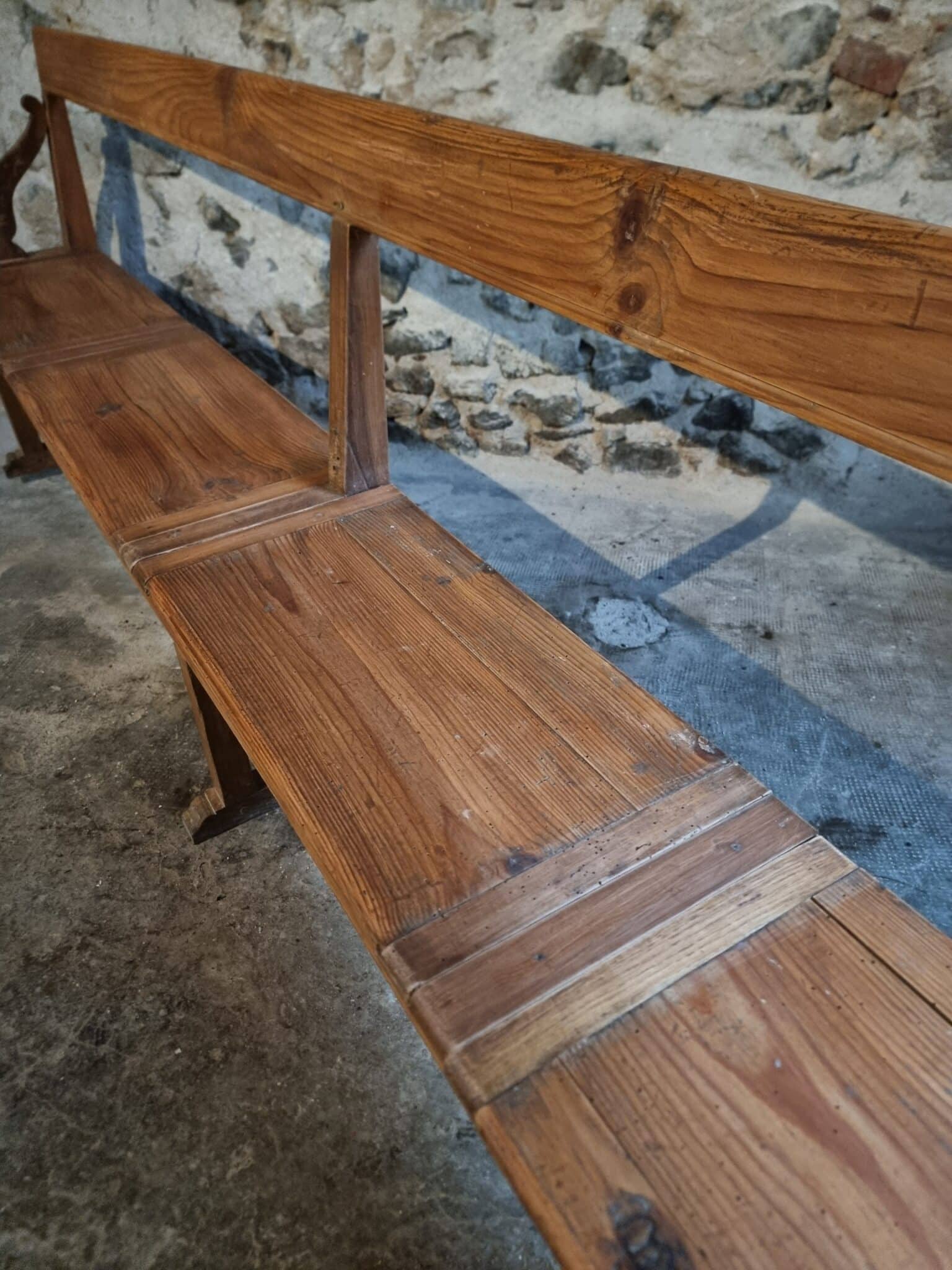 Antique Monastery Bench XXL – Long Pine Storage Bench with Oak Frame, c. 1900–1920 (12)