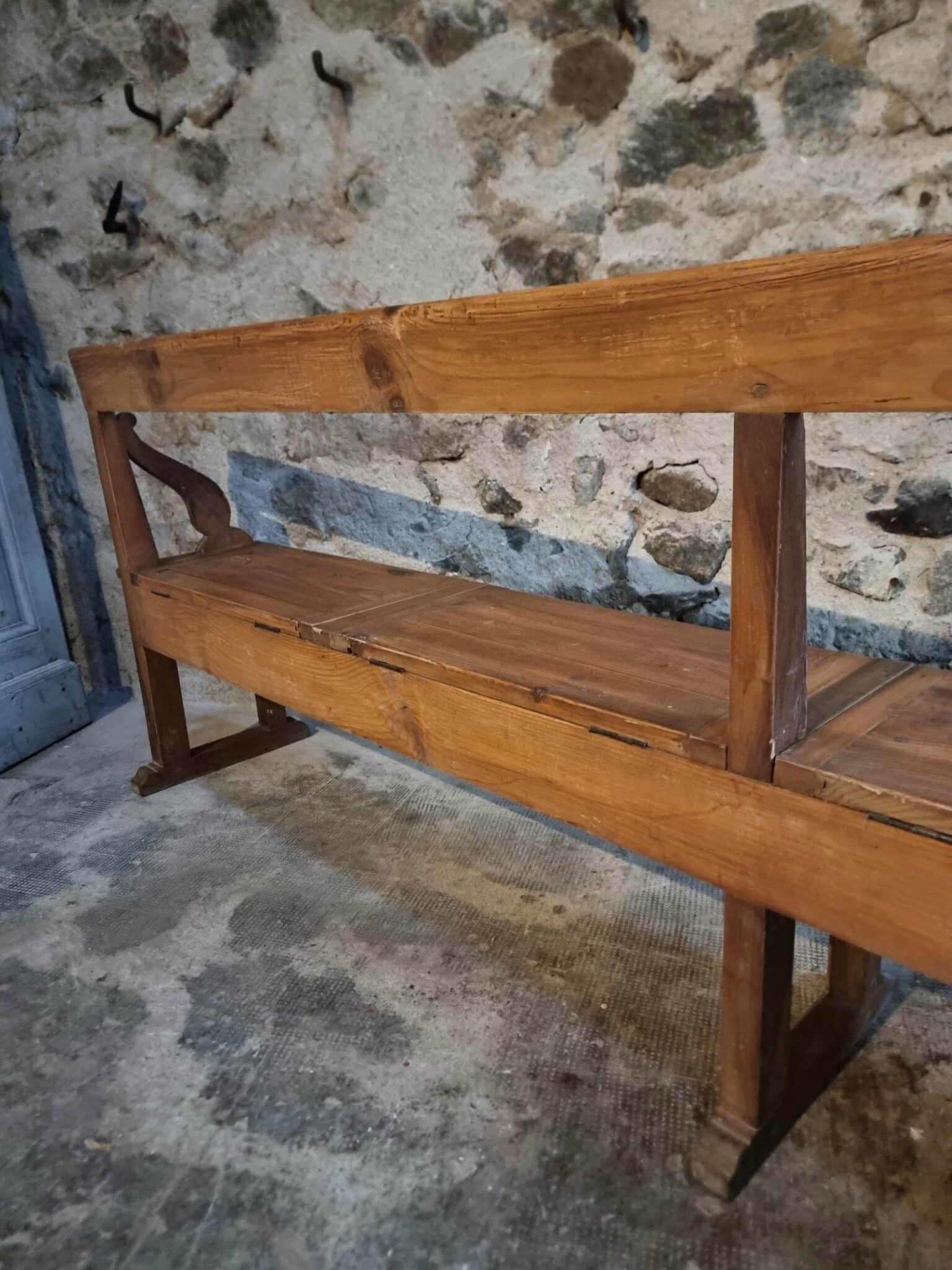 Antique Monastery Bench XXL – Long Pine Storage Bench with Oak Frame, c. 1900–1920 (17)