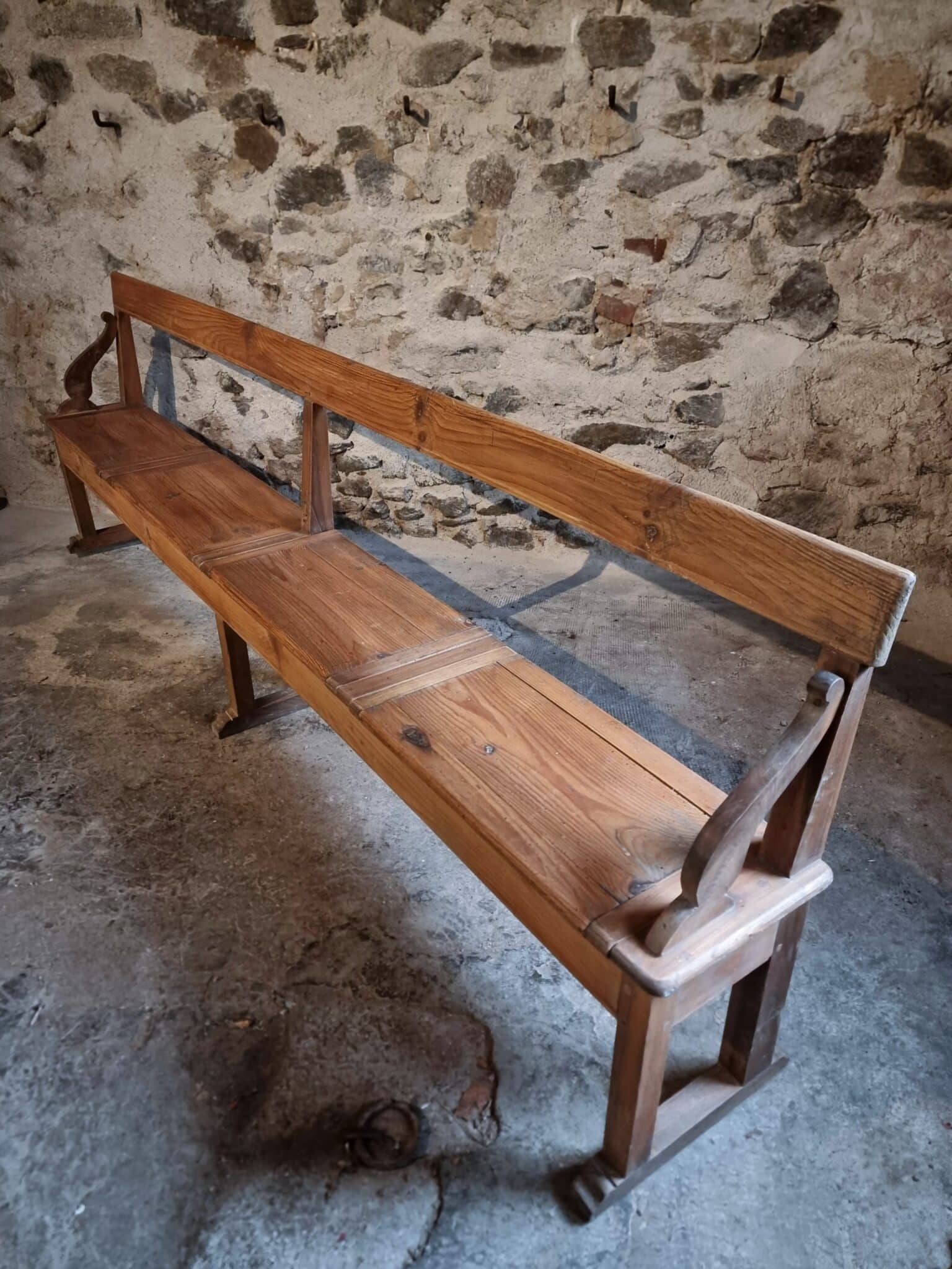Antique Monastery Bench XXL – Long Pine Storage Bench with Oak Frame, c. 1900–1920 (7)