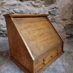 Antique Optician Table Display Cabinet – Walnut Roll Top Vitrine (1)