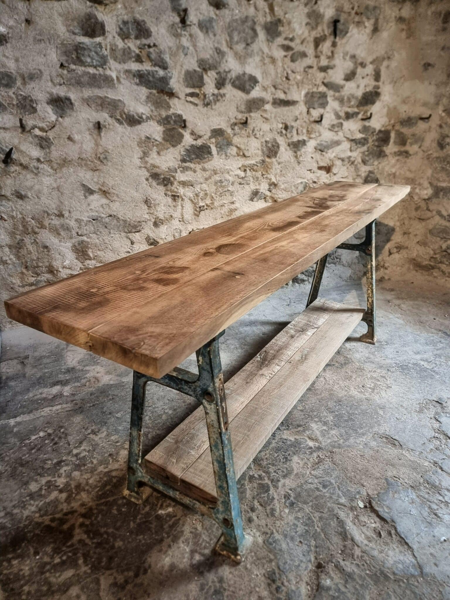 Industrial Kitchen Island Console Table with Cast Iron Base – France, Mid-20th Century (17)