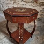 Inlaid Side Table Sewing Table in Mahogany & Rosewood, Art -Deco, c (1)