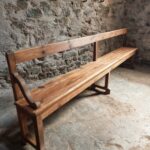 Large Antique Wooden Bench with Backrest – Late 19th Century Pine & Oak (1)