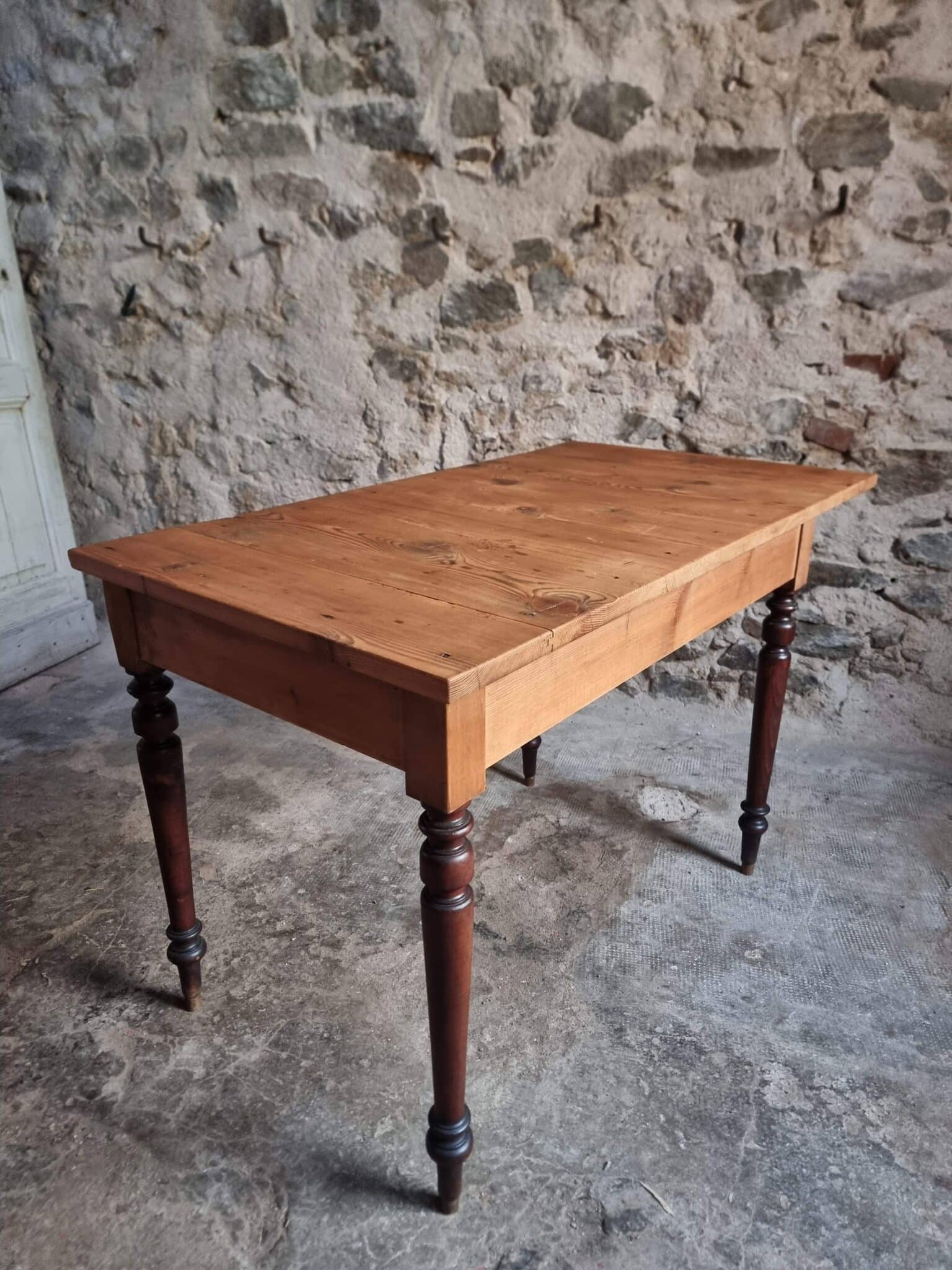 Vintage French Kitchen Writing Table, Extendable, 1930s (13)