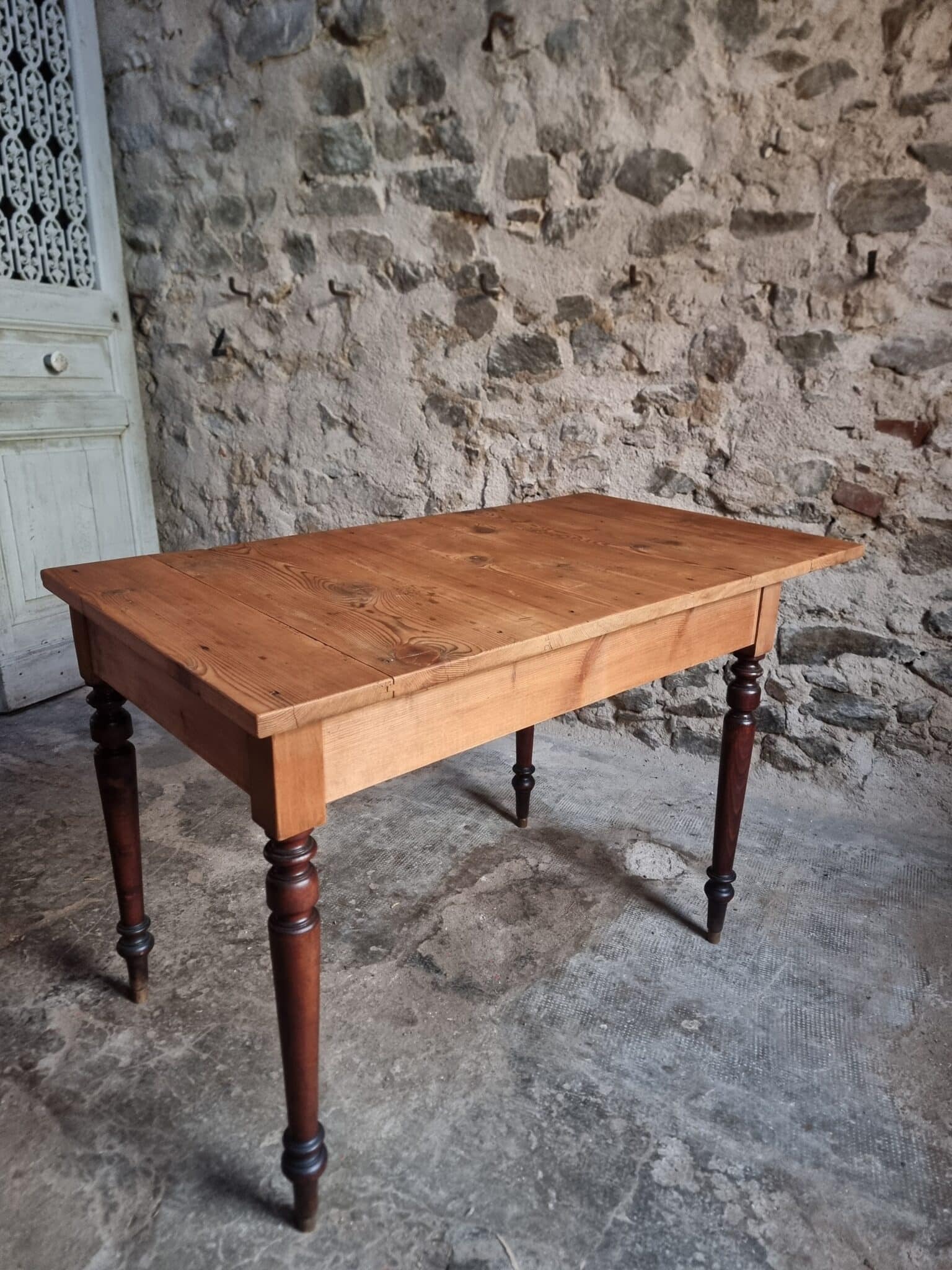 Vintage French Kitchen Writing Table, Extendable, 1930s (14)