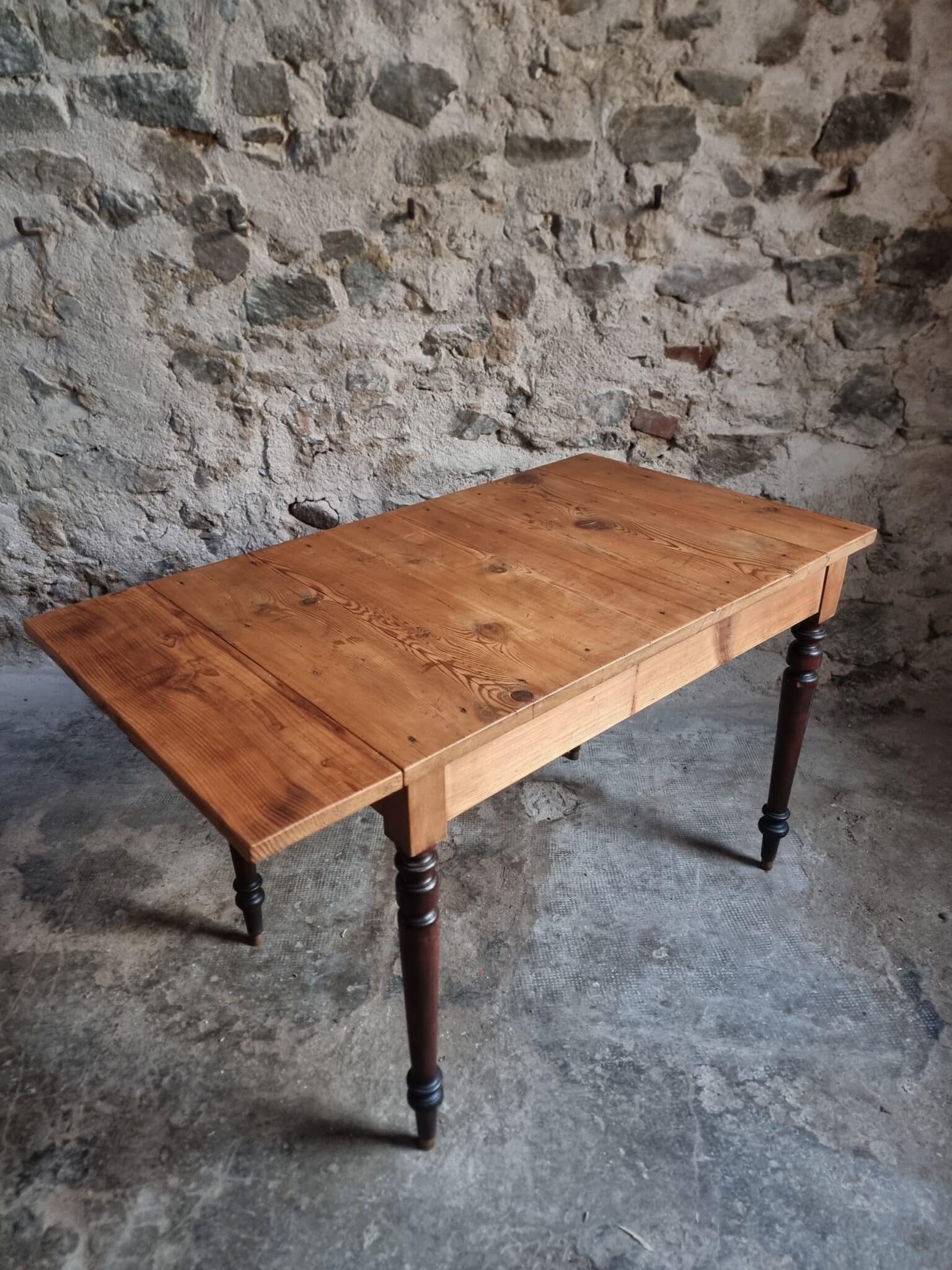Vintage French Kitchen Writing Table, Extendable, 1930s (8)