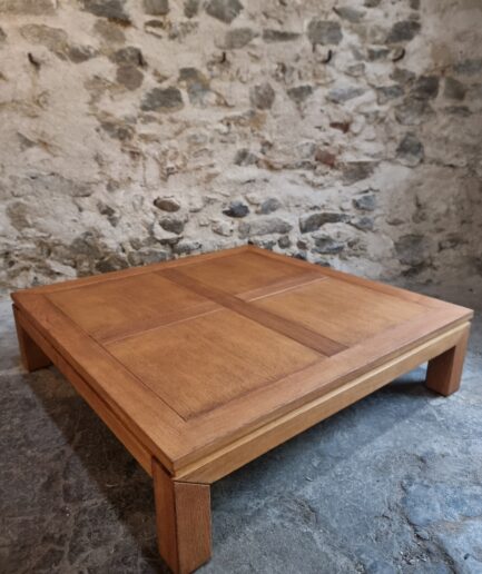 Vintage Oak Coffee Table – Square Low Table, 1970s–1980s (1)