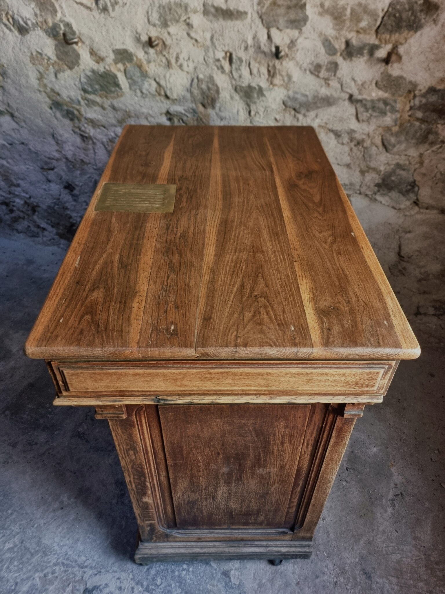 Antique French Oak Shop Counter Kitchen Island on Castors, c. 1880–1900 (10)