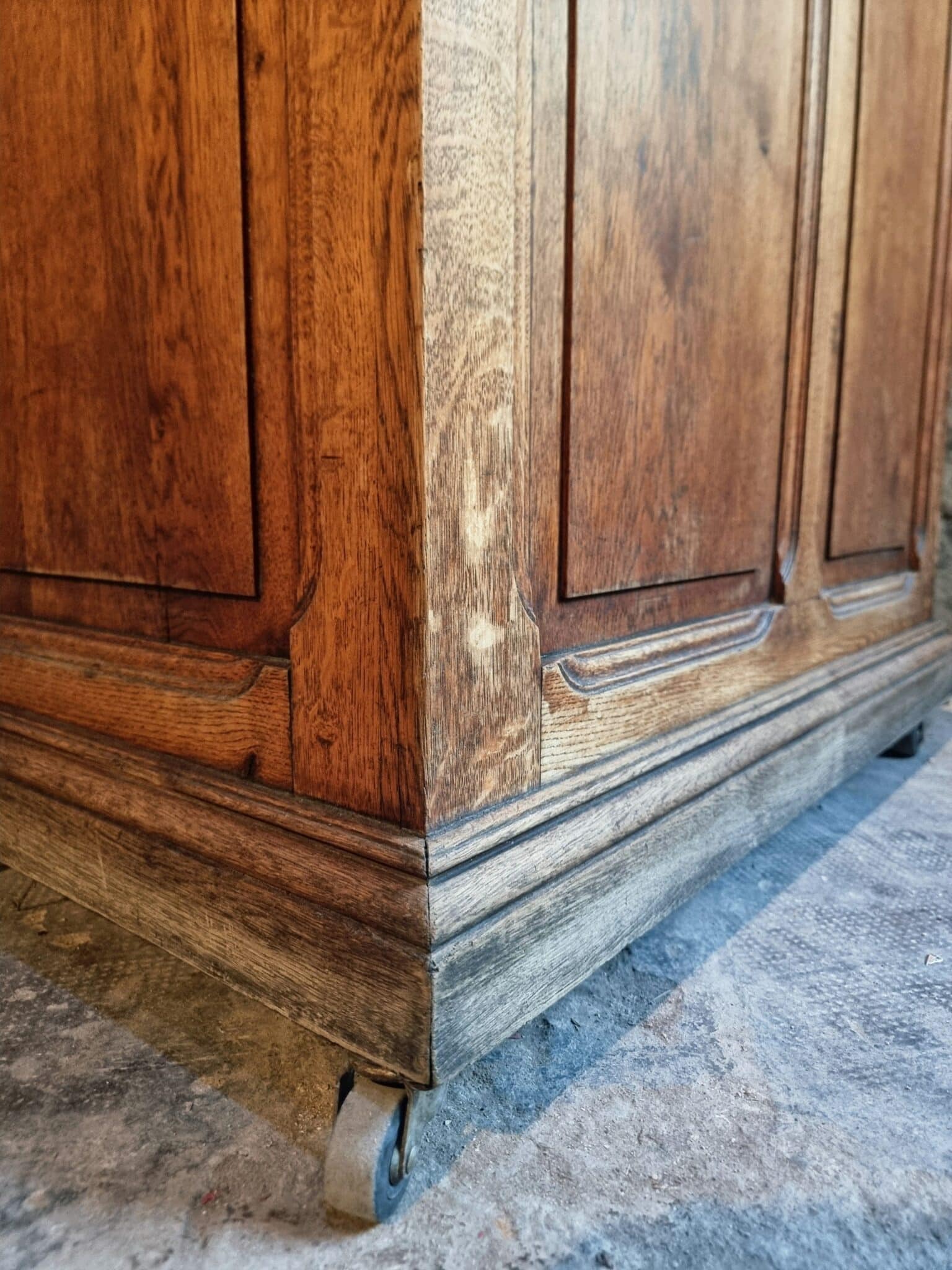 Antique French Oak Shop Counter Kitchen Island on Castors, c. 1880–1900 (18)