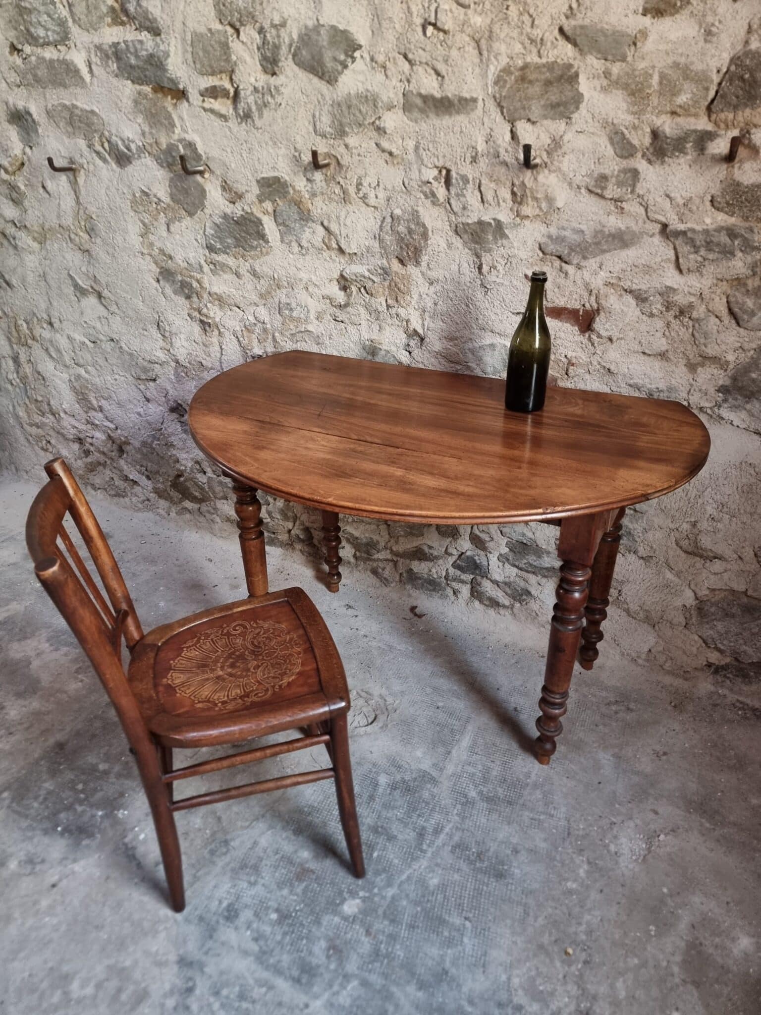 Antique French Walnut Drop-Leaf Dining Table (11)