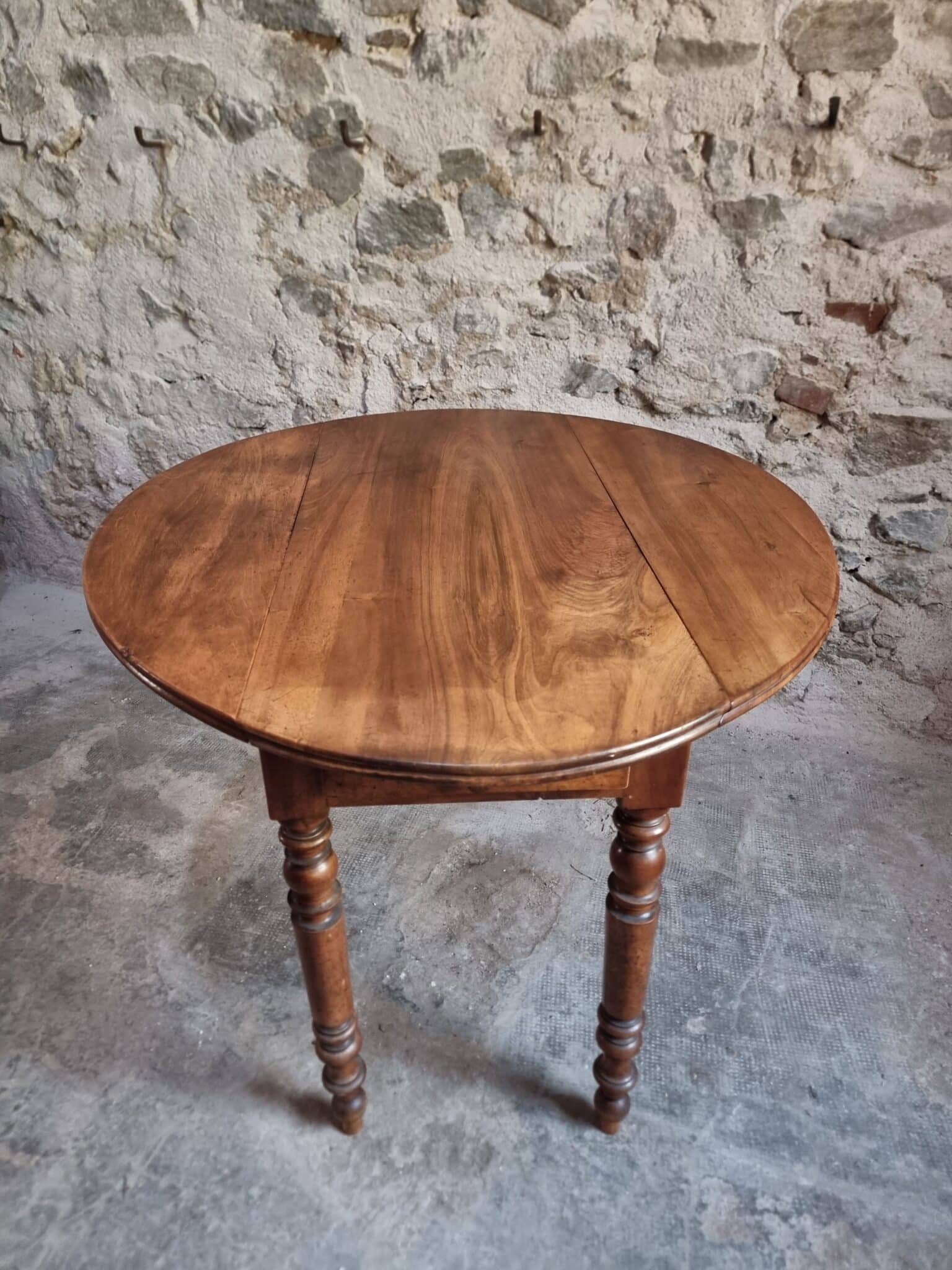 Antique French Walnut Drop-Leaf Dining Table (13)