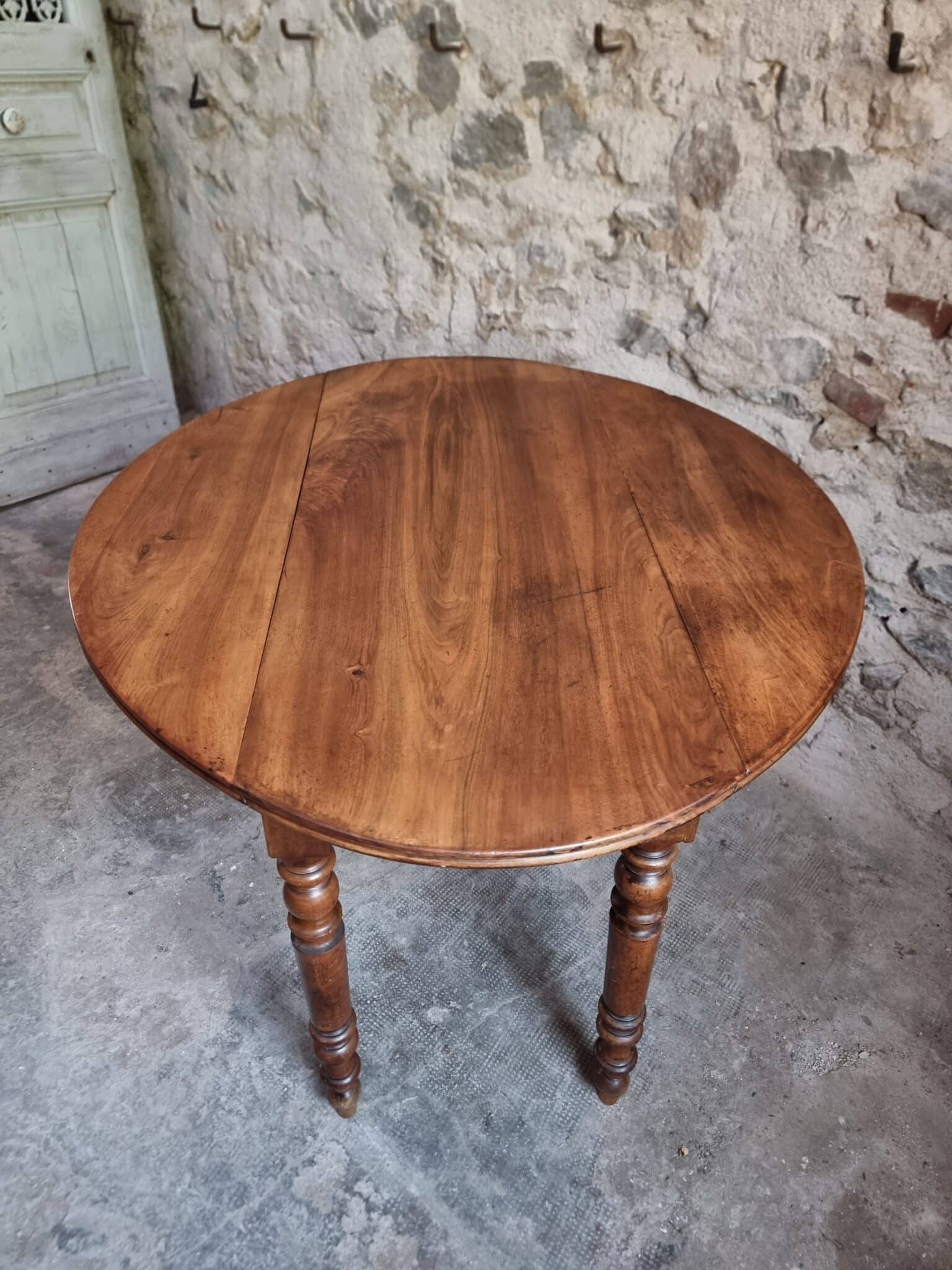 Antique French Walnut Drop-Leaf Dining Table (16)