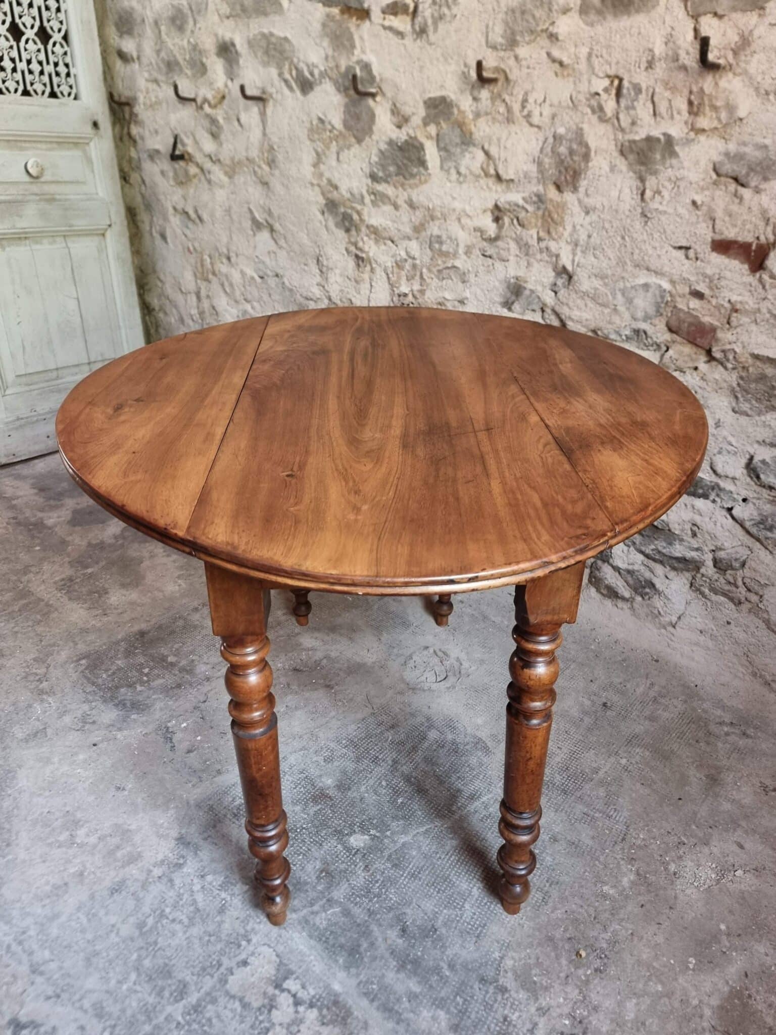 Antique French Walnut Drop-Leaf Dining Table (17)