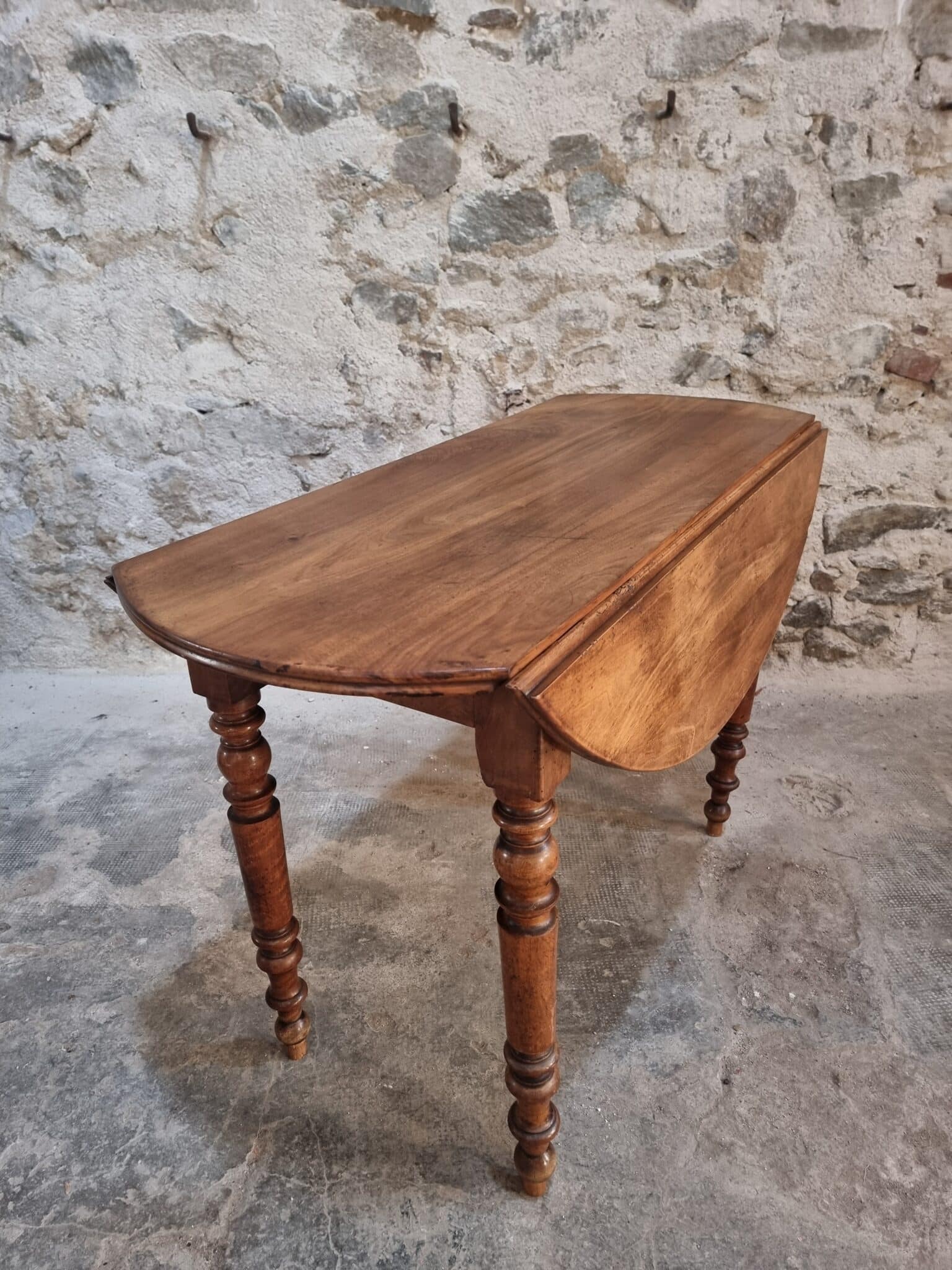 Antique French Walnut Drop-Leaf Dining Table (2)
