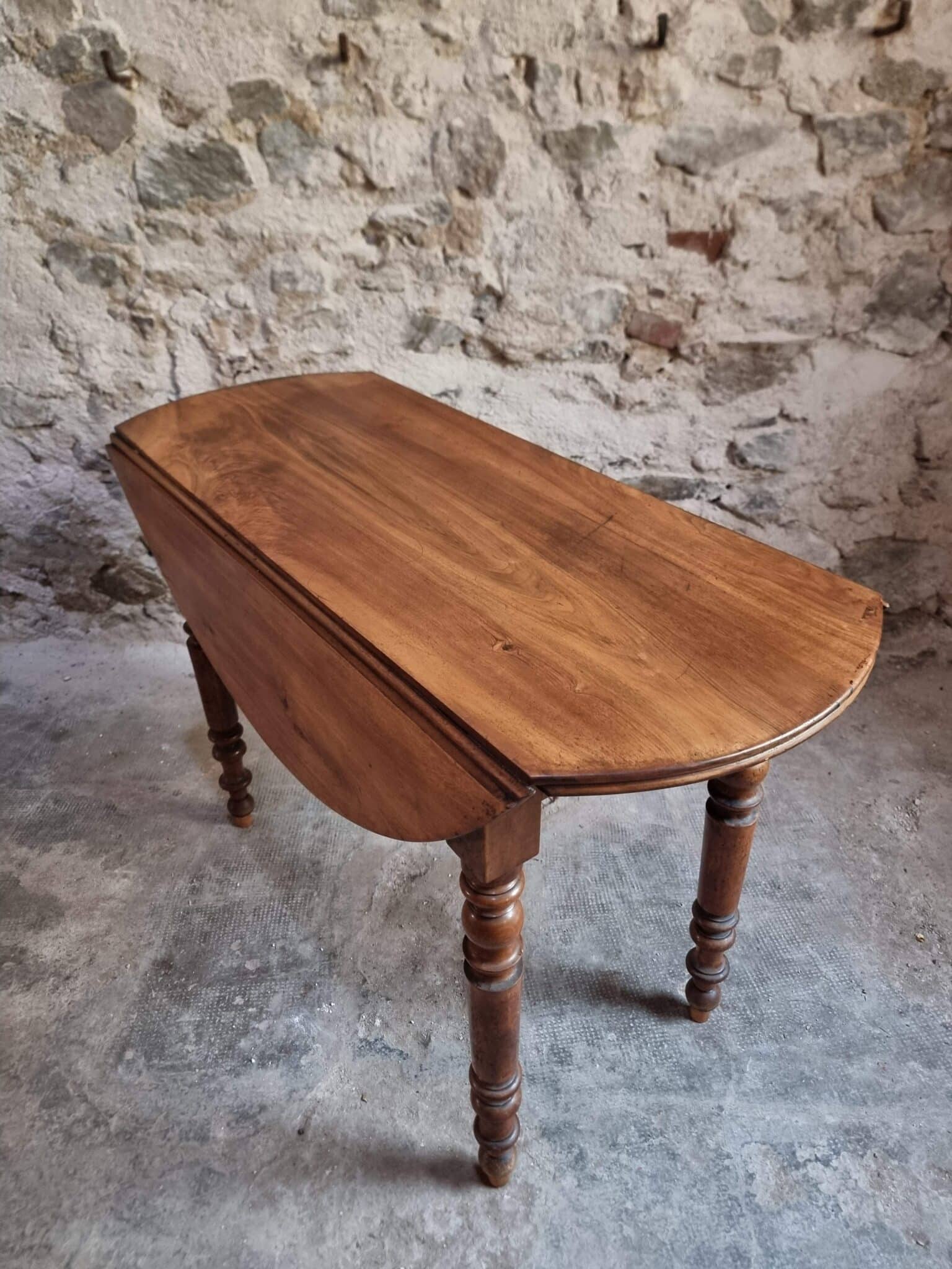 Antique French Walnut Drop-Leaf Dining Table (3)