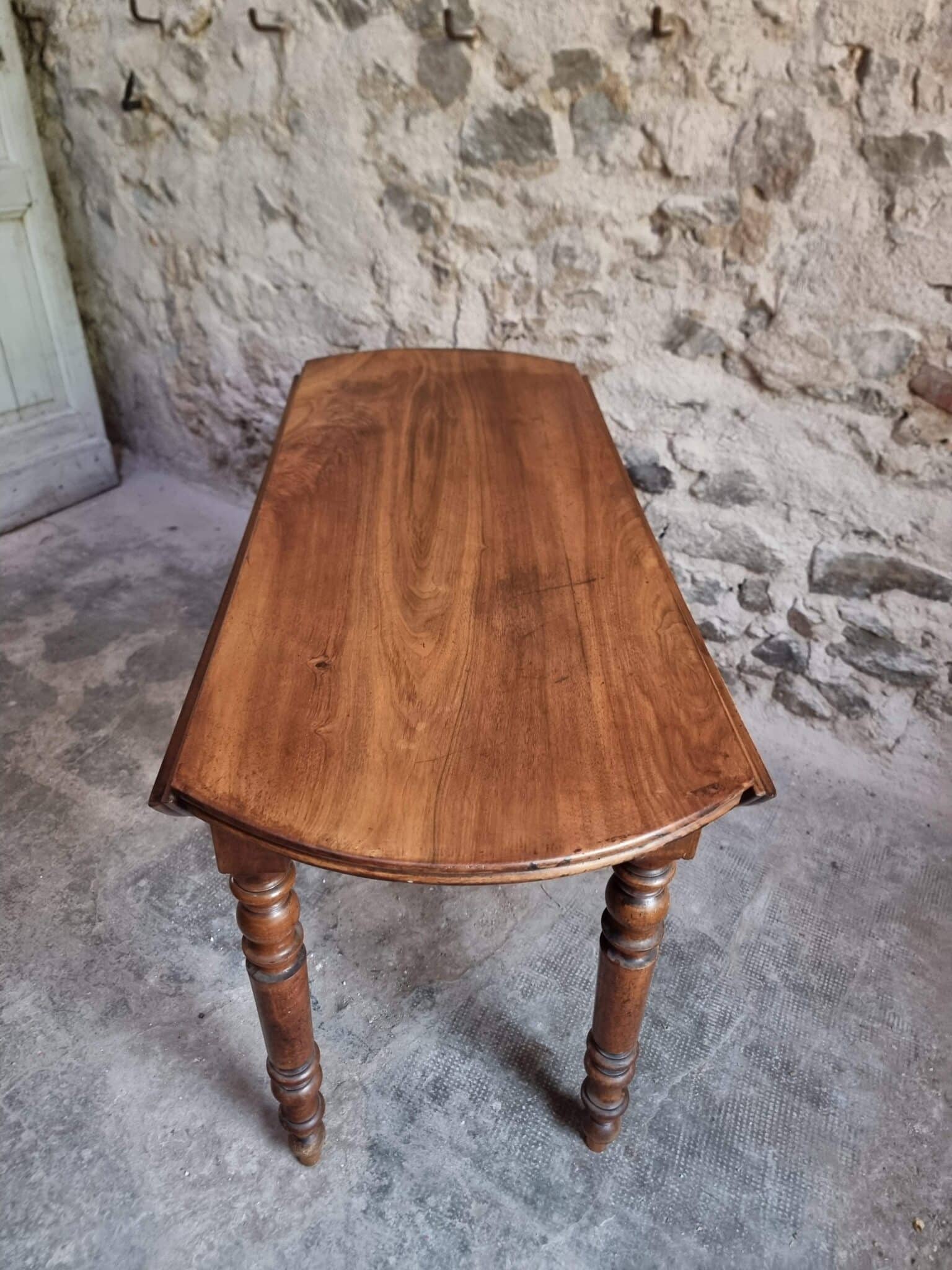 Antique French Walnut Drop-Leaf Dining Table (4)