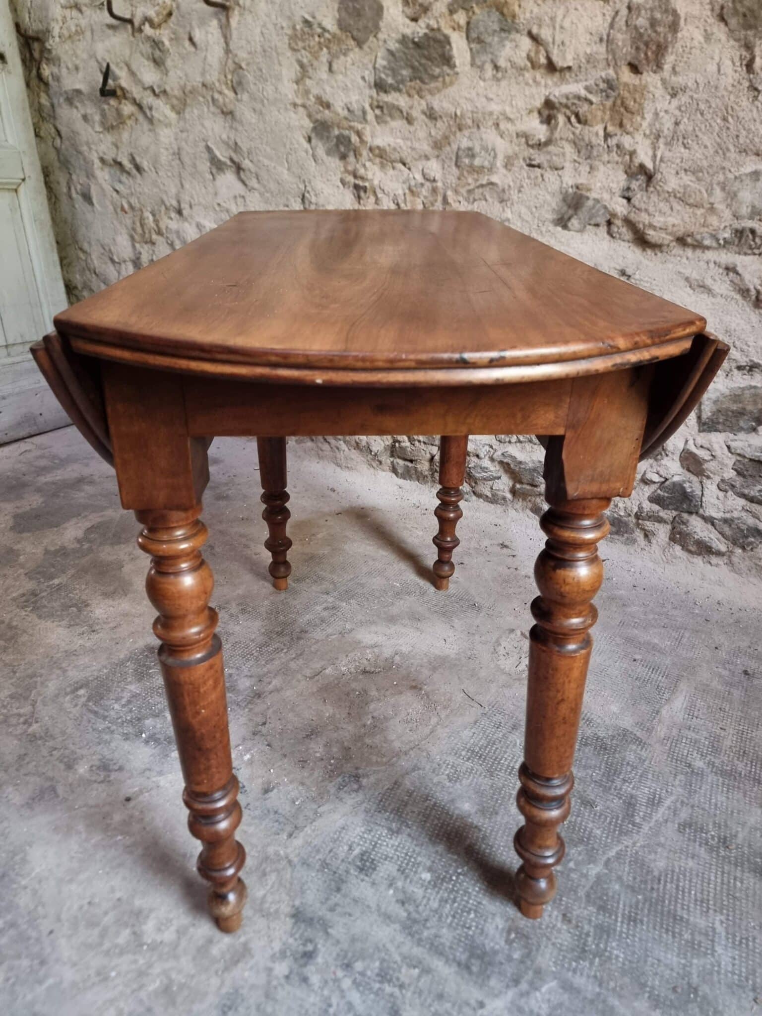 Antique French Walnut Drop-Leaf Dining Table (5)
