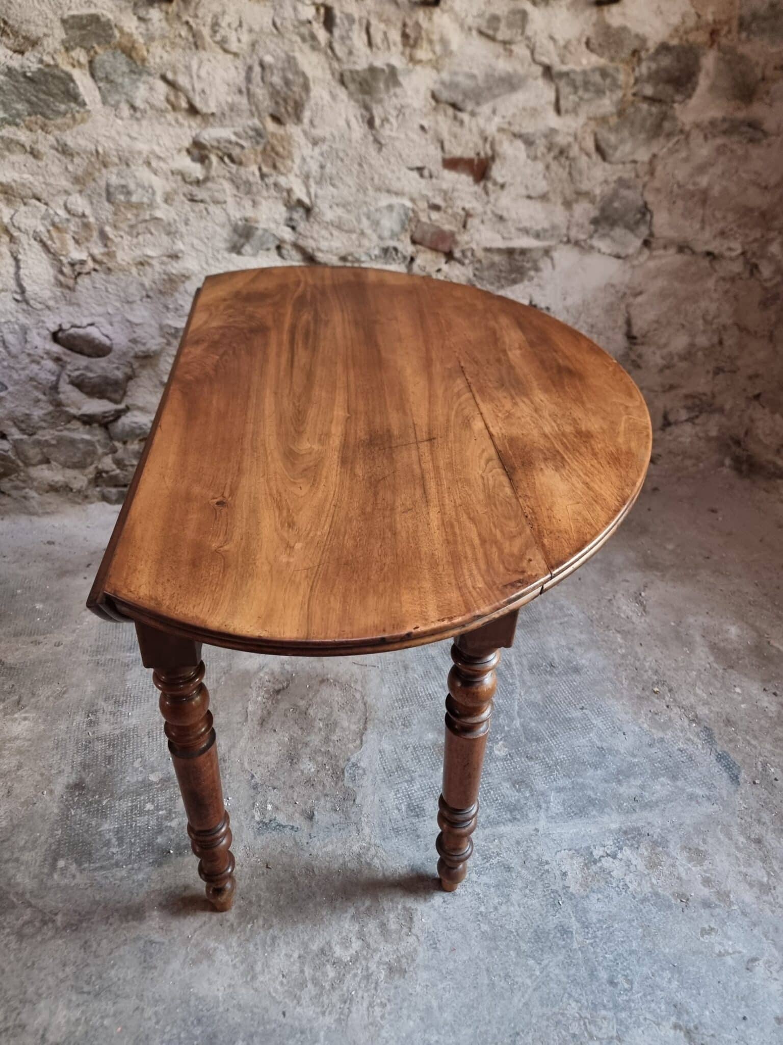 Antique French Walnut Drop-Leaf Dining Table (7)