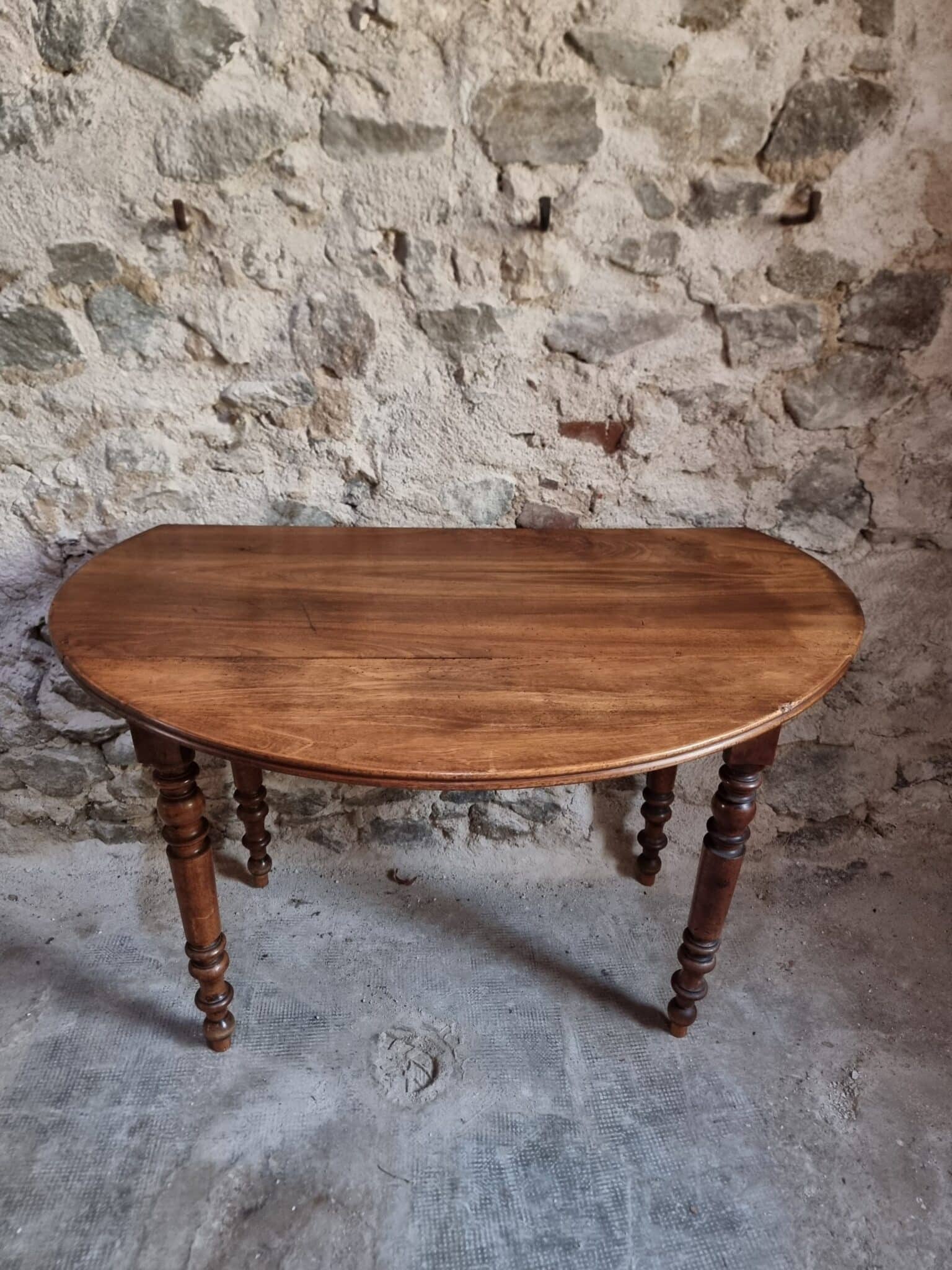 Antique French Walnut Drop-Leaf Dining Table (8)