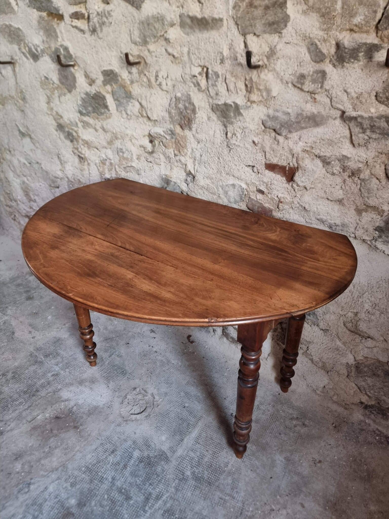 Antique French Walnut Drop-Leaf Dining Table (9)