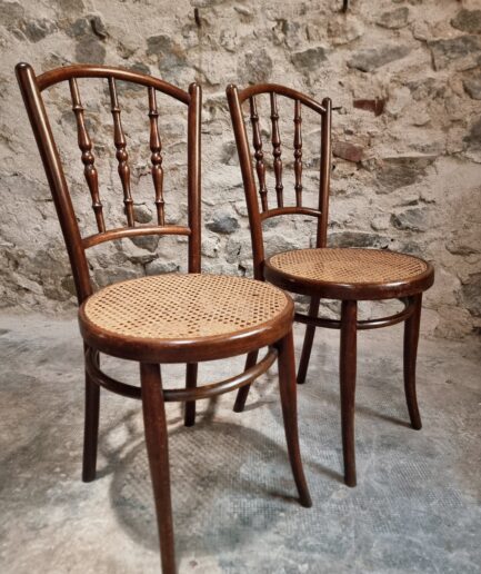 Antique Jacob & Josef Kohn Vienna Chairs, Set of 2 Bentwood Cane Chairs, Austria circa 1900–1930 (1)