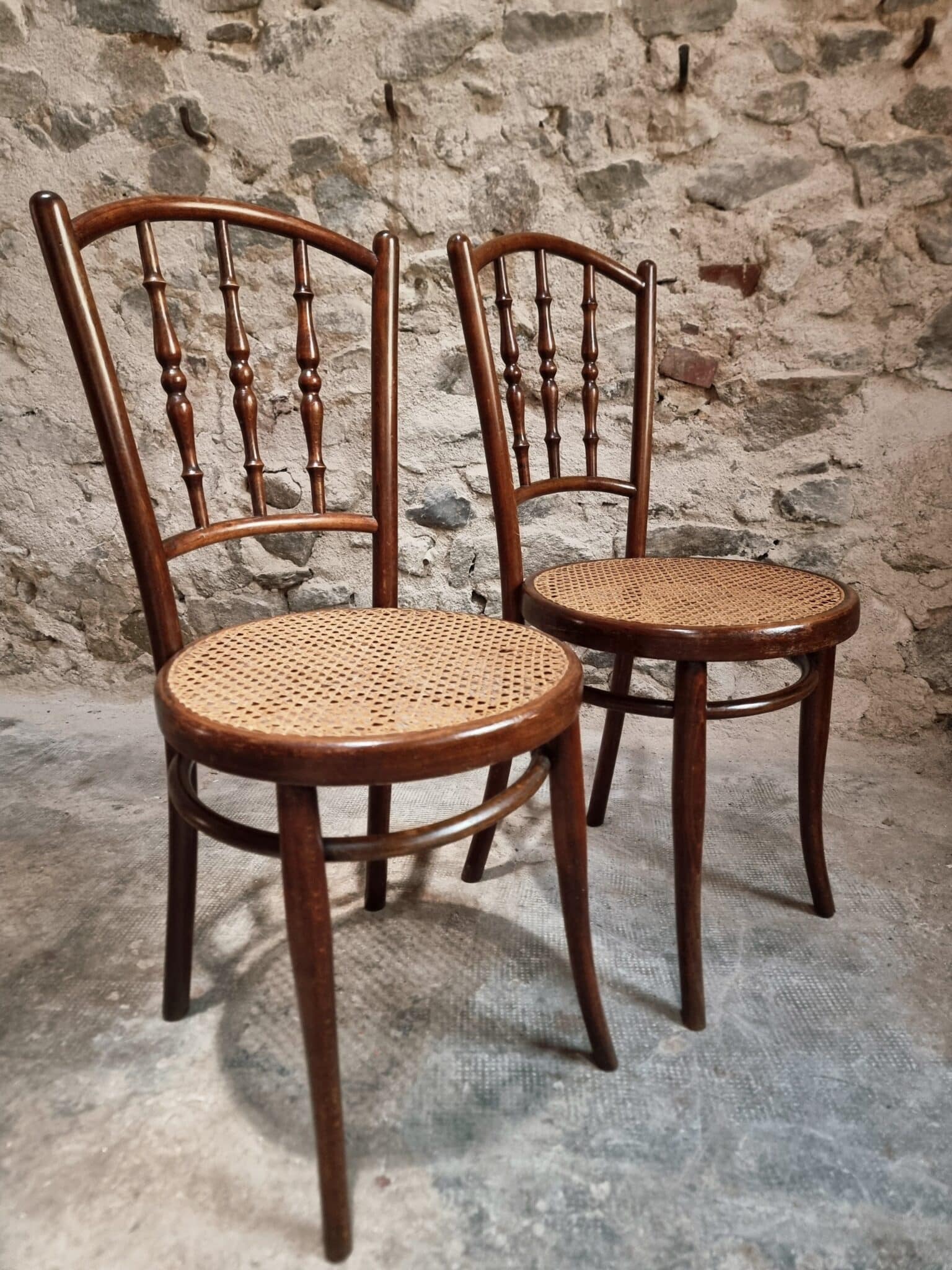 Antique Jacob & Josef Kohn Vienna Chairs, Set of 2 Bentwood Cane Chairs, Austria circa 1900–1930 (1) Antique Jacob & Josef Kohn Vienna Chairs, Set of 2 Bentwood Cane Chairs, Austria circa 1900–1930 (1)