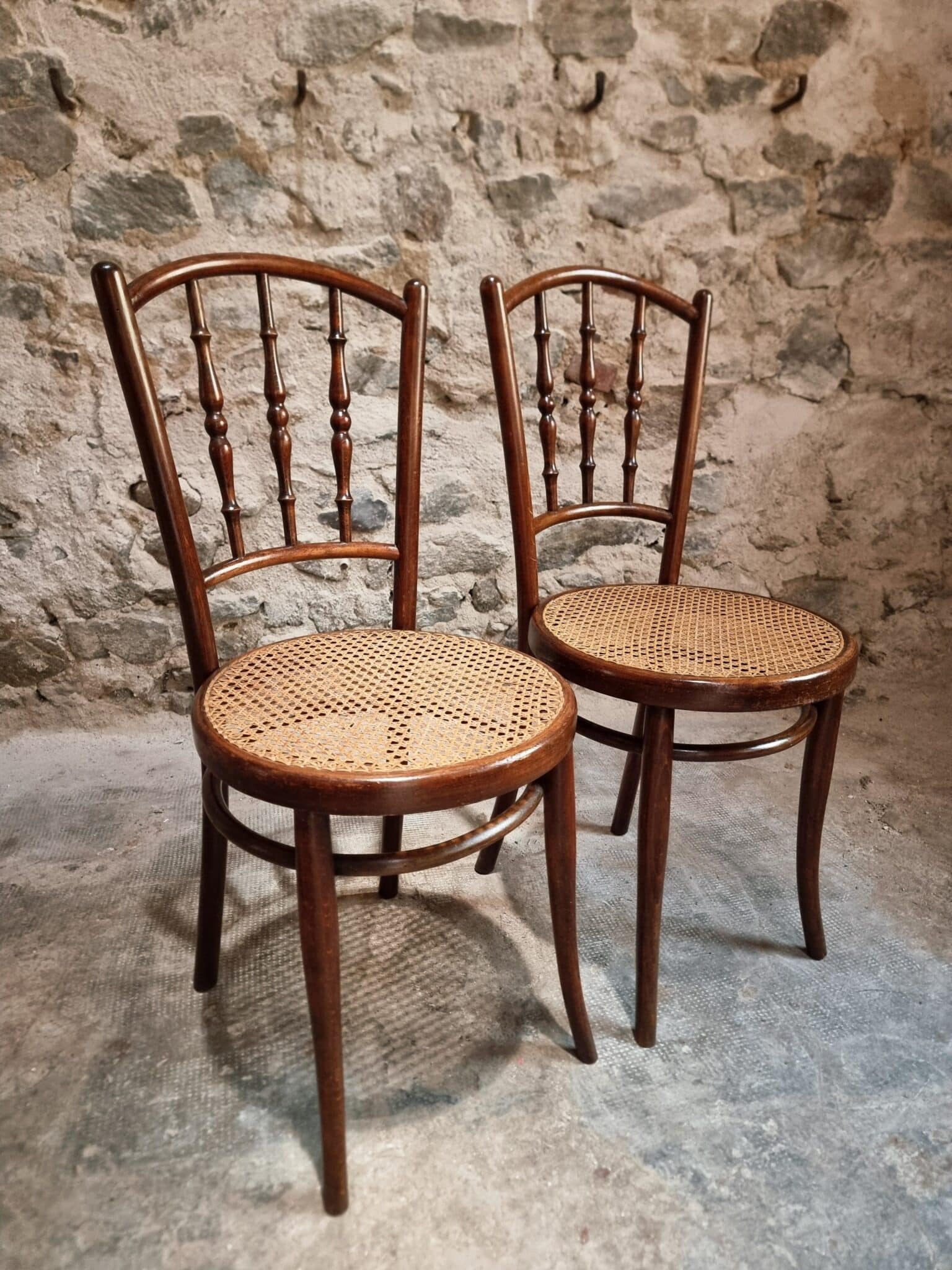 Antique Jacob & Josef Kohn Vienna Chairs, Set of 2 Bentwood Cane Chairs, Austria circa 1900–1930 (14)