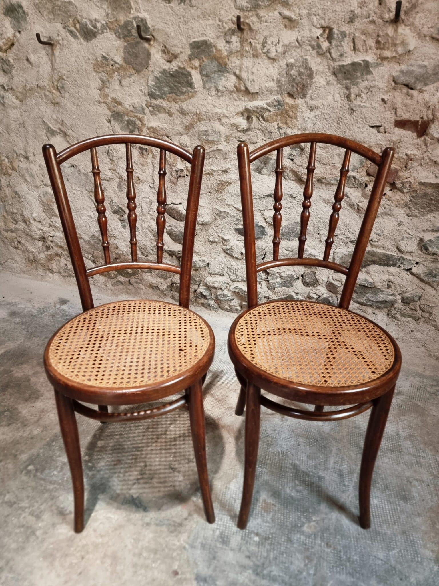 Antique Jacob & Josef Kohn Vienna Chairs, Set of 2 Bentwood Cane Chairs, Austria circa 1900–1930 (15)