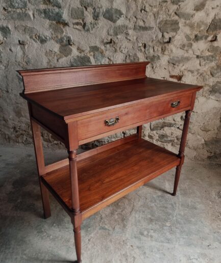Antique Mahogany Console Table with Drawer and Shelf, French Serving Table, c. 1900 (1)