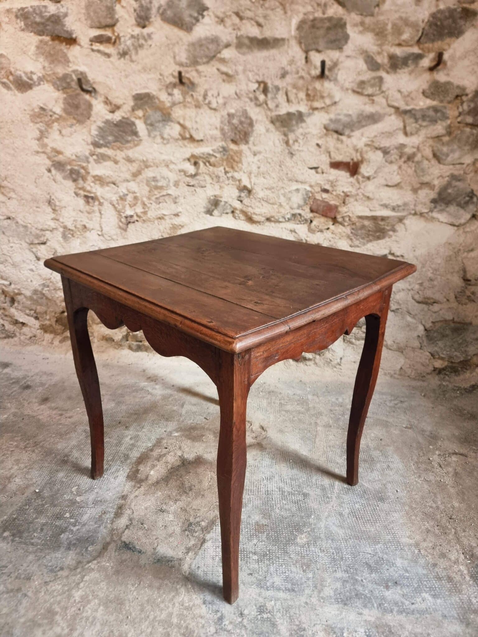 Antique Oak Side Table, 18th Century Provincial Writing Table, Louis XV Style (7)