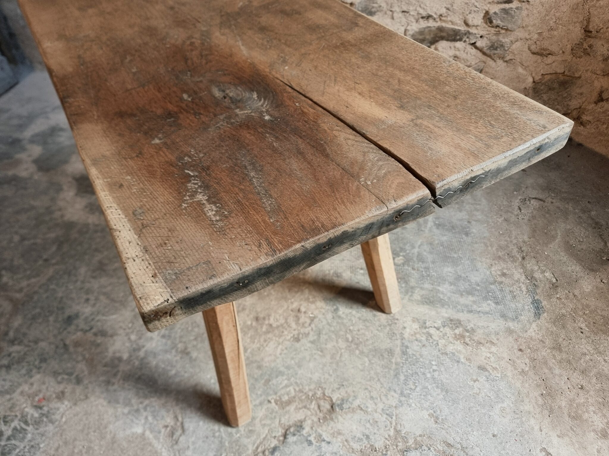 Old Primitive Oak Work Table Dining Table, Hungary, c. 1900–1930 (10)