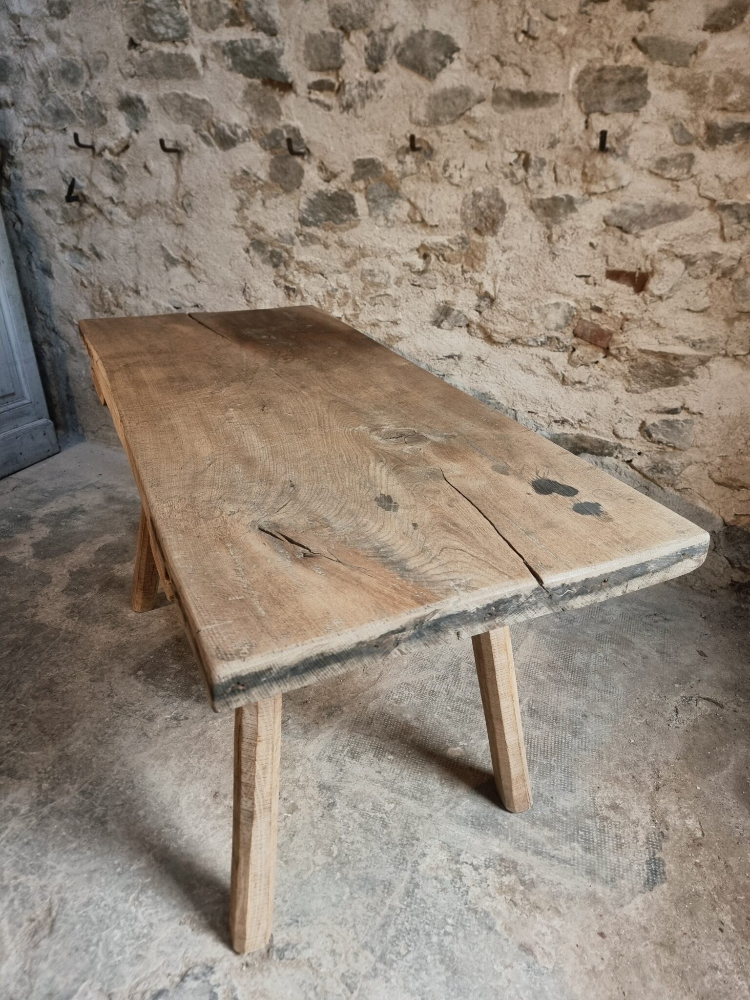 Old Primitive Oak Work Table Dining Table, Hungary, c. 1900–1930 (13)