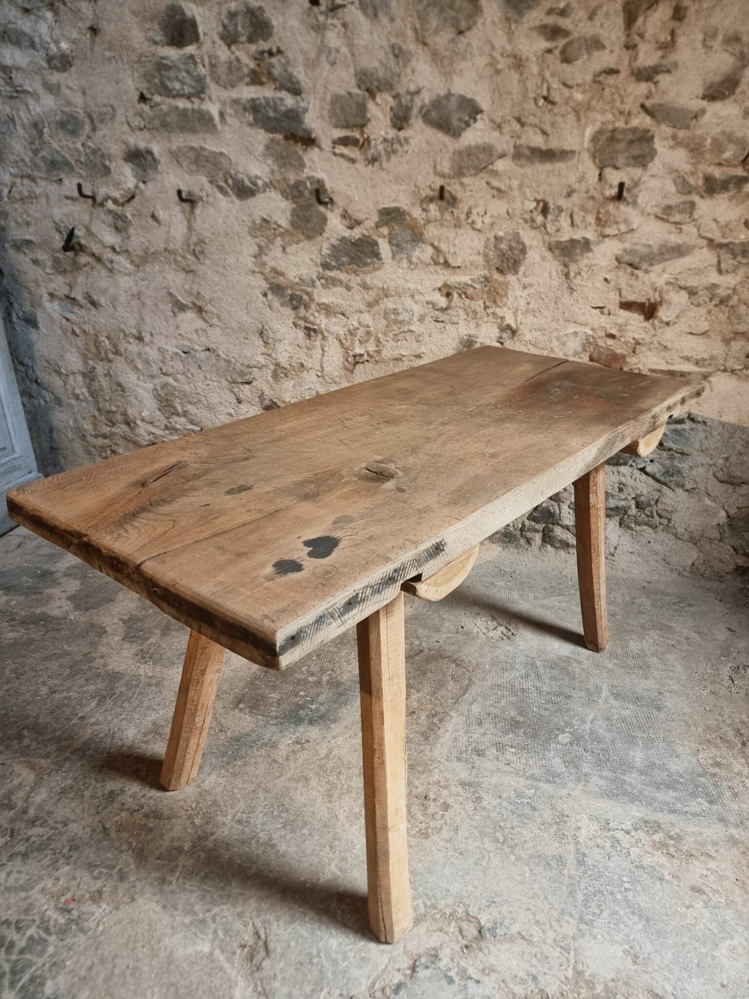 Old Primitive Oak Work Table Dining Table, Hungary, c. 1900–1930 (14)