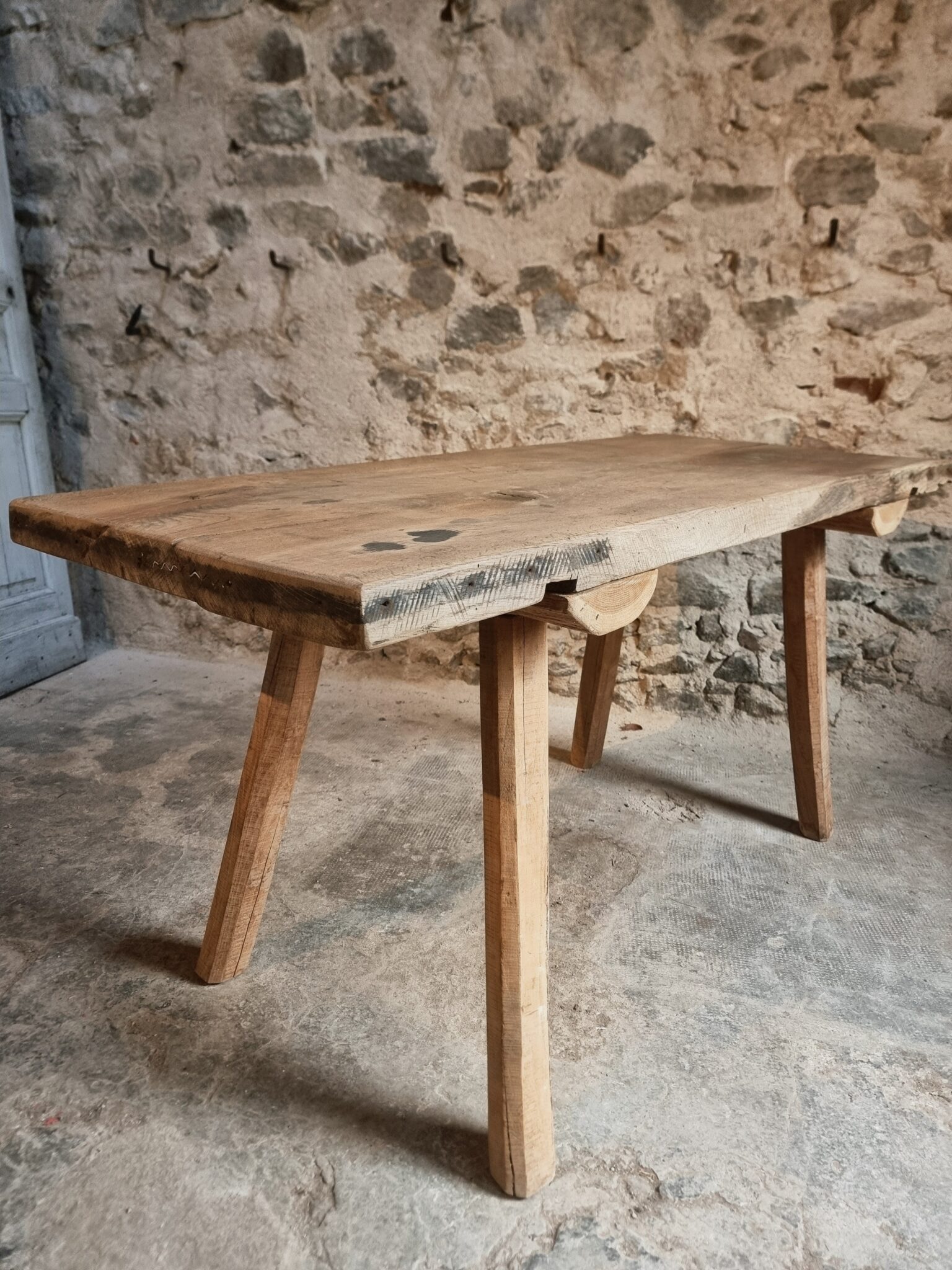 Old Primitive Oak Work Table Dining Table, Hungary, c. 1900–1930 (15)