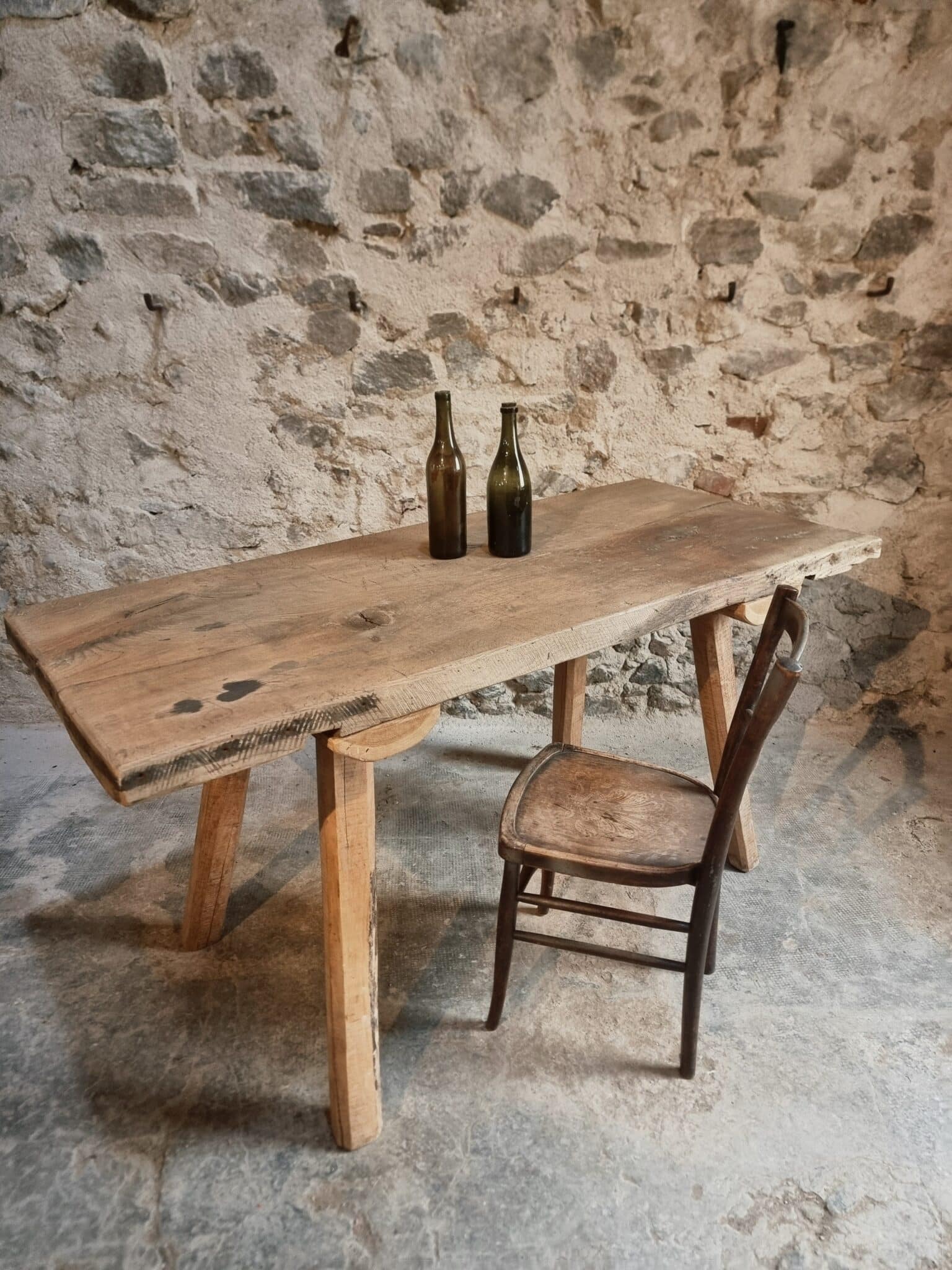 Old Primitive Oak Work Table Dining Table, Hungary, c. 1900–1930 (2)