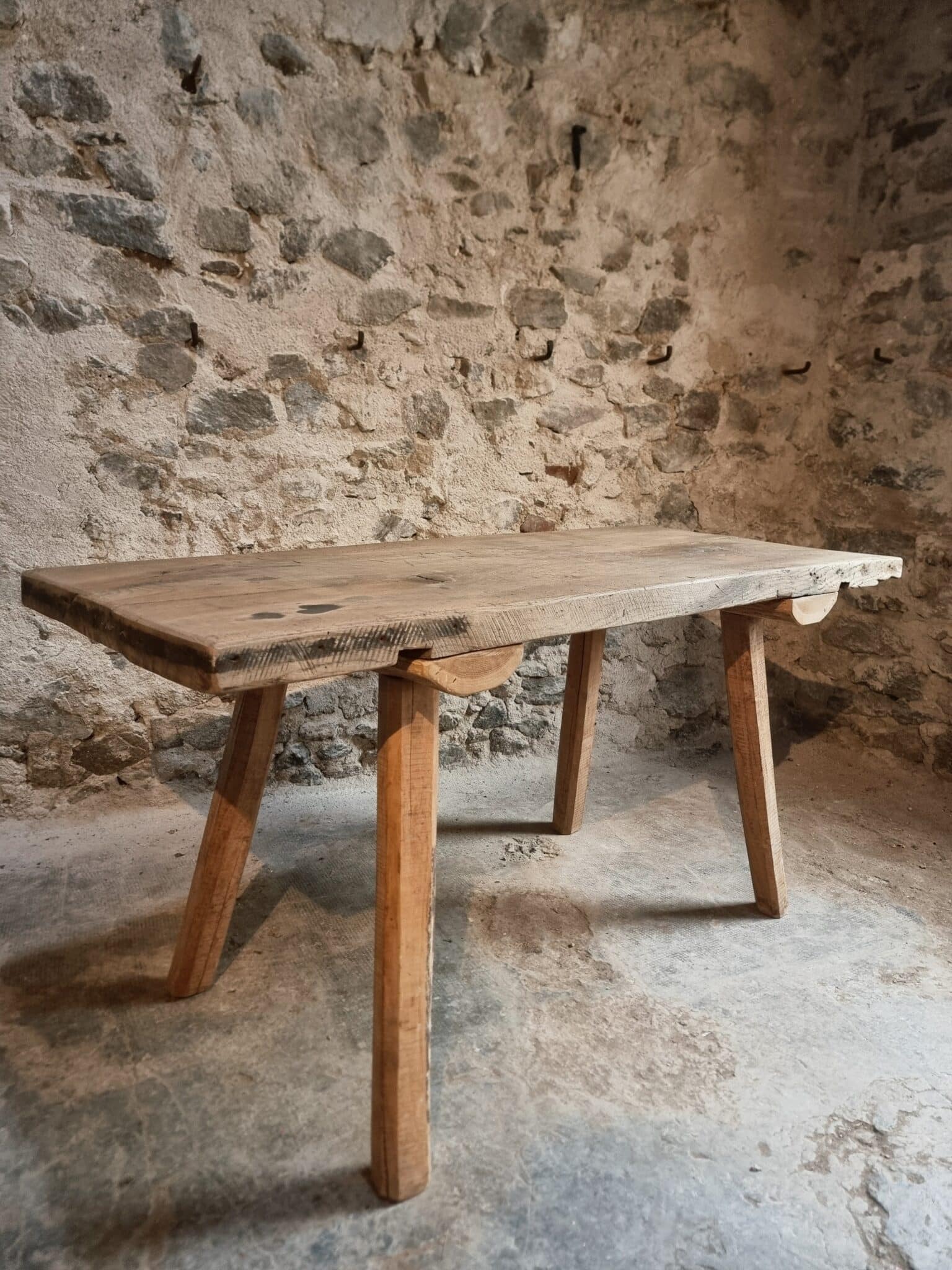 Old Primitive Oak Work Table Dining Table, Hungary, c. 1900–1930 (7)