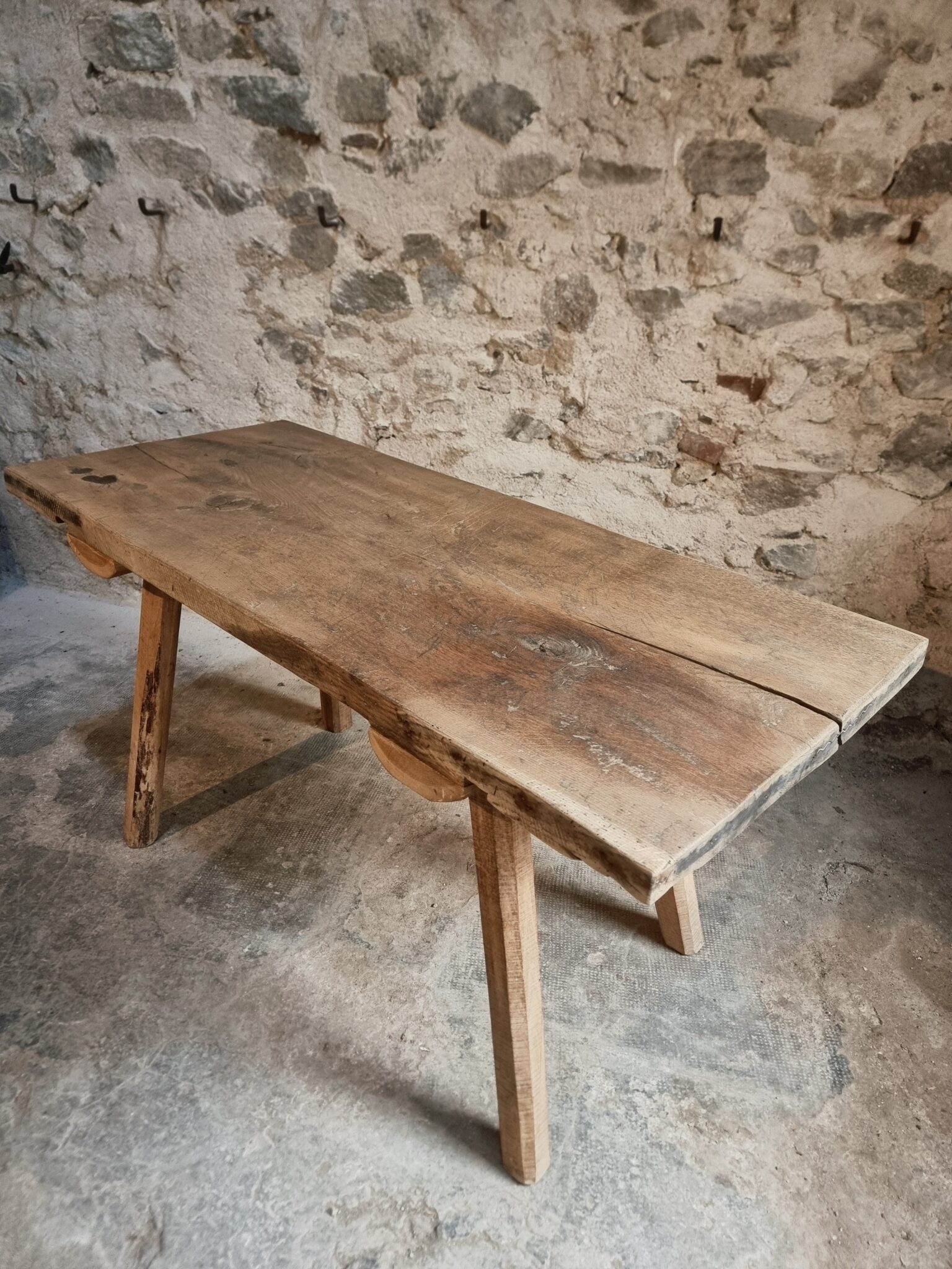 Old Primitive Oak Work Table Dining Table, Hungary, c. 1900–1930 (8)